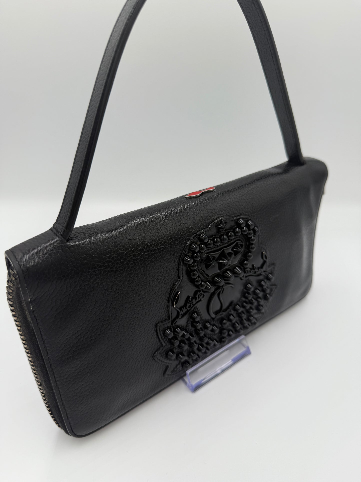 Christian Louboutin Black Leather Oversized Clutch Wallet