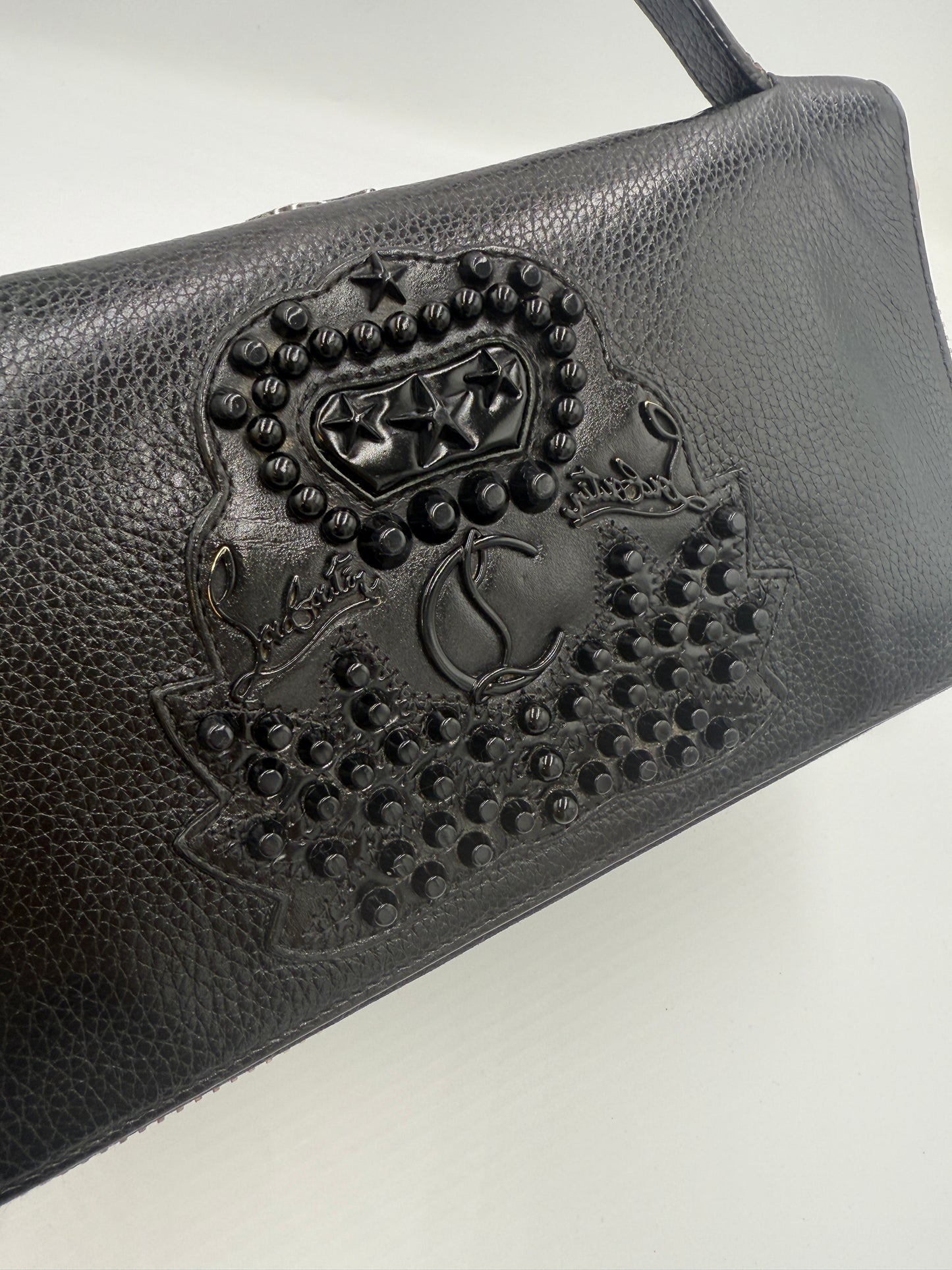 Christian Louboutin Black Leather Oversized Clutch Wallet