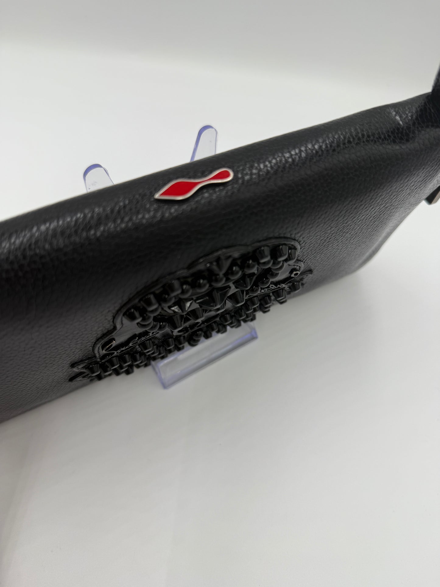 Christian Louboutin Black Leather Oversized Clutch Wallet