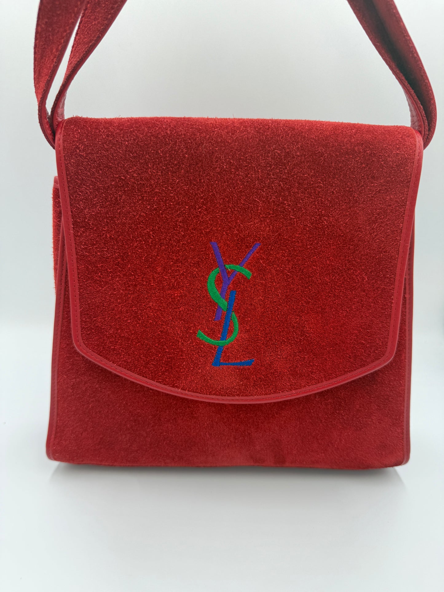 Yves Saint Laurent Vintage Red Suede Crossbody