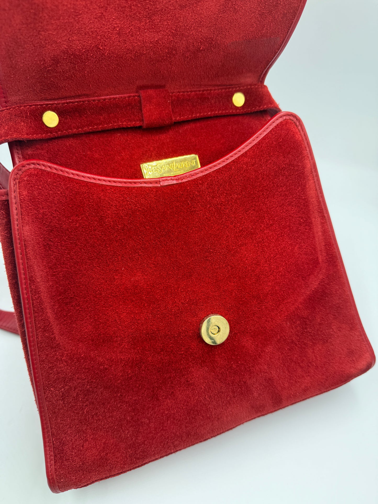 Yves Saint Laurent Vintage Red Suede Crossbody