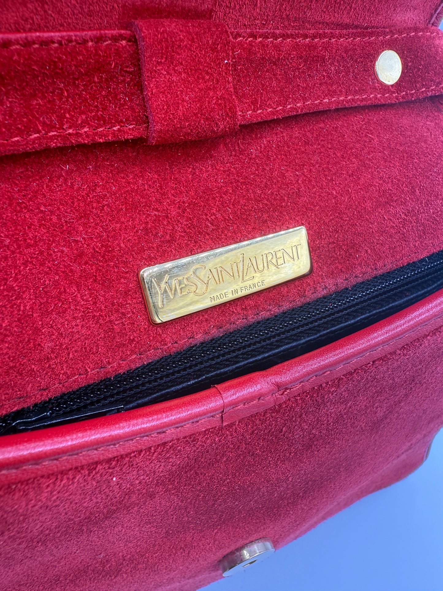 Yves Saint Laurent Vintage Red Suede Crossbody