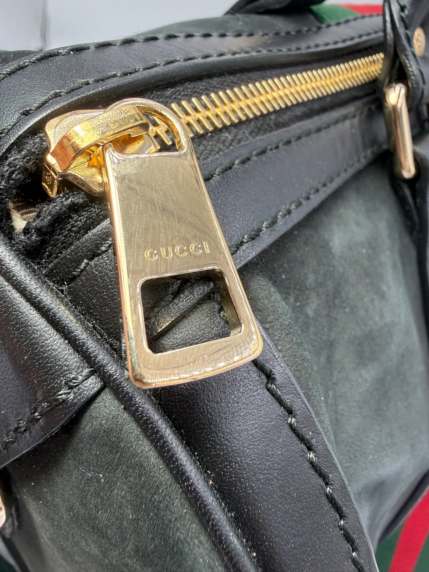 Gucci Black Suede Sherry Line Travel Bag with Unbranded Crossbody Strap