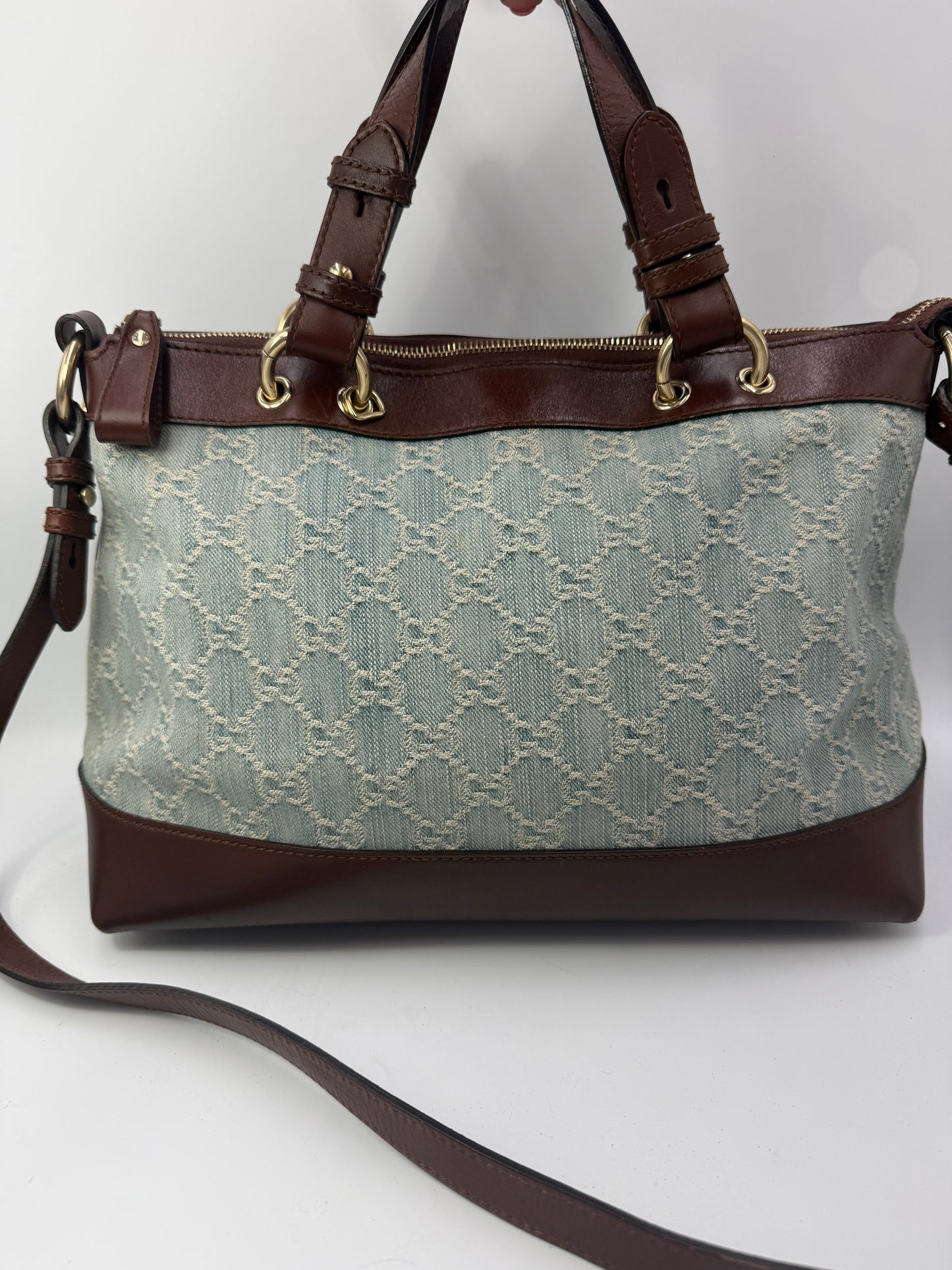 Gucci Blue Denim Japan Exclusive Tote or Crossbody with Original Strap