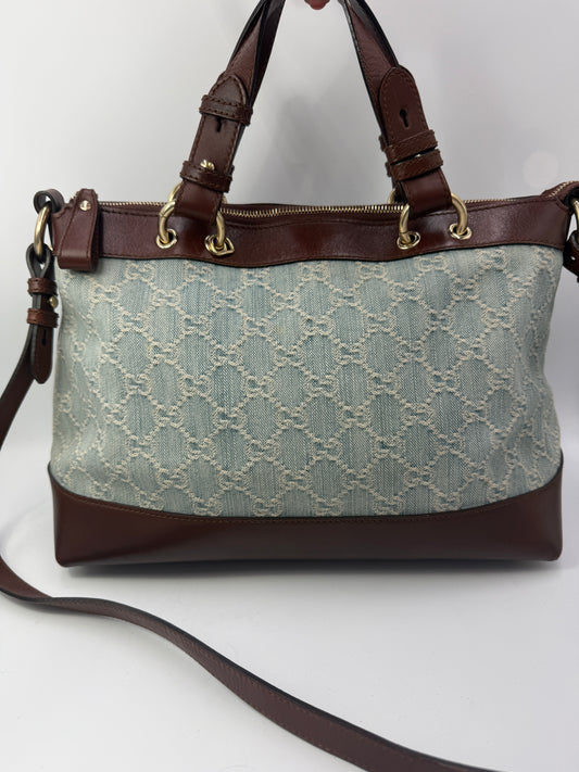 Gucci Blue Denim Japan Exclusive Tote or Crossbody with Original Strap