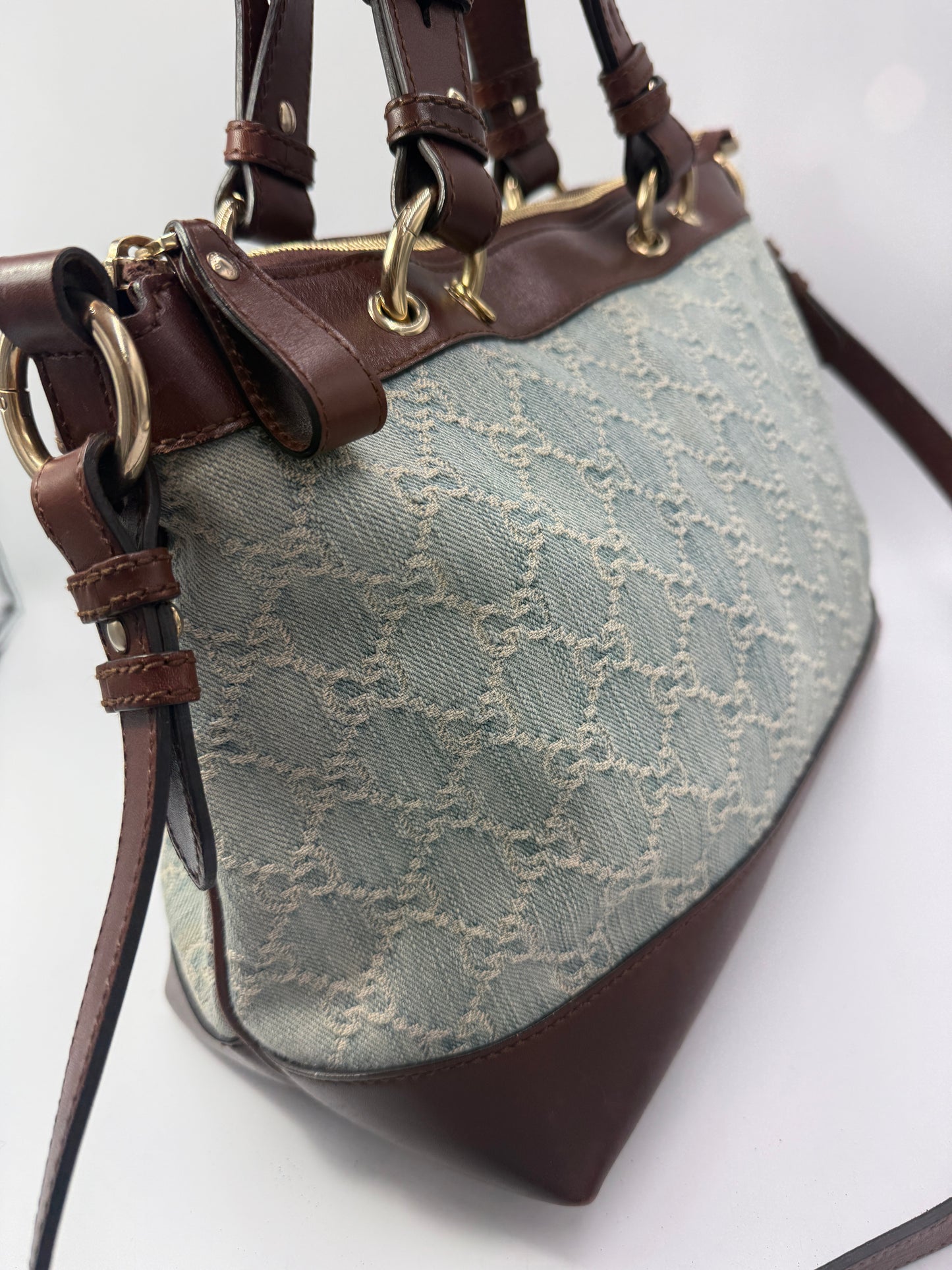 Gucci Blue Denim Japan Exclusive Tote or Crossbody with Original Strap