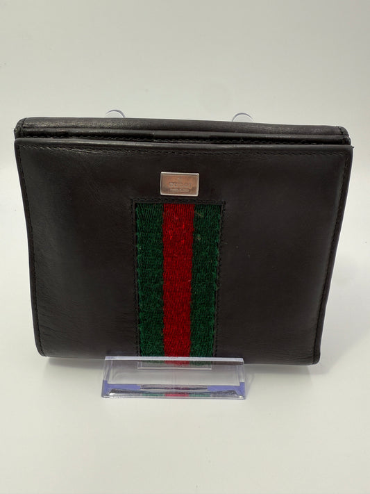 Gucci Black Smooth Leather Sherry Compact Wallet
