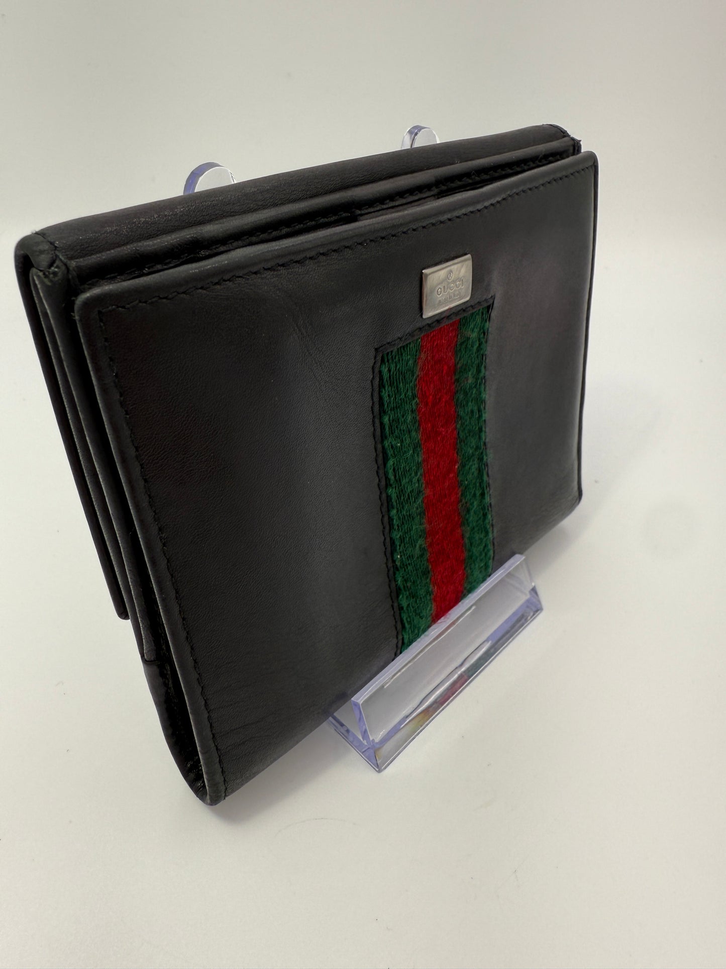 Gucci Black Smooth Leather Sherry Compact Wallet