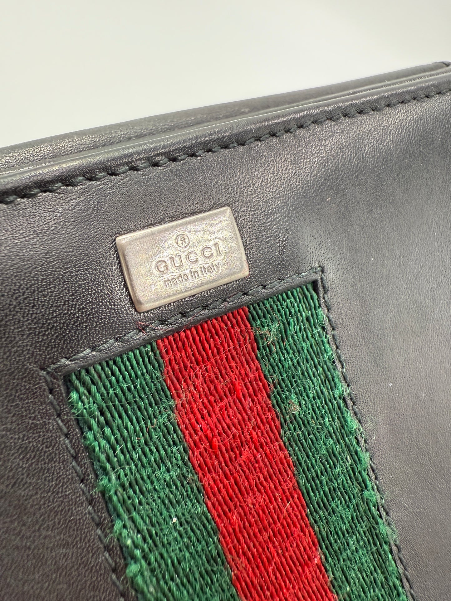 Gucci Black Smooth Leather Sherry Compact Wallet