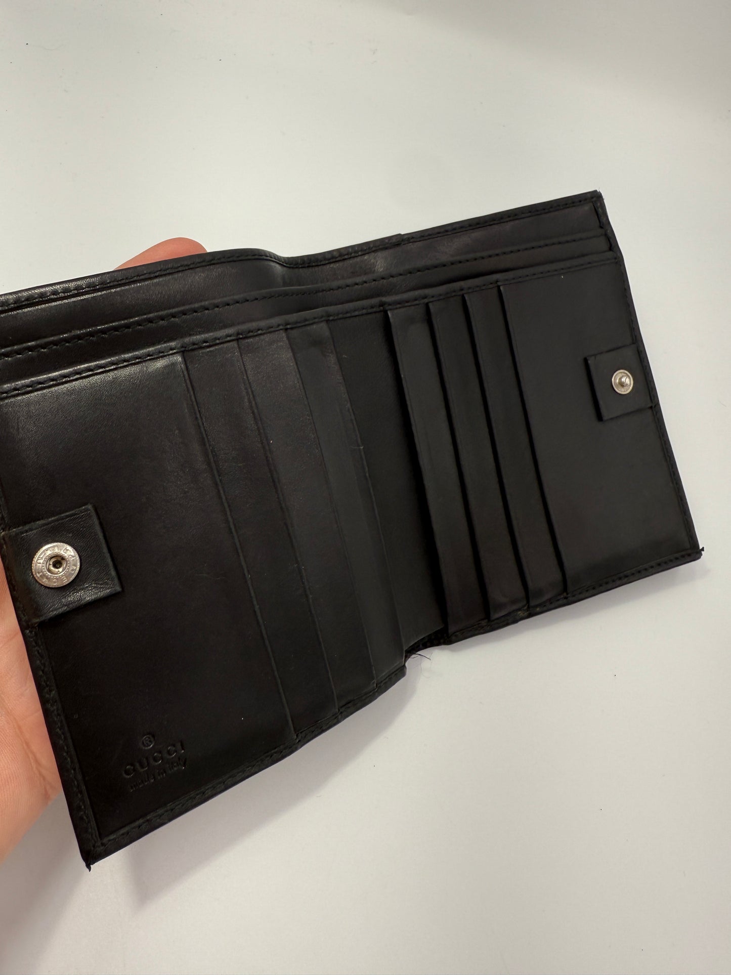 Gucci Black Smooth Leather Sherry Compact Wallet