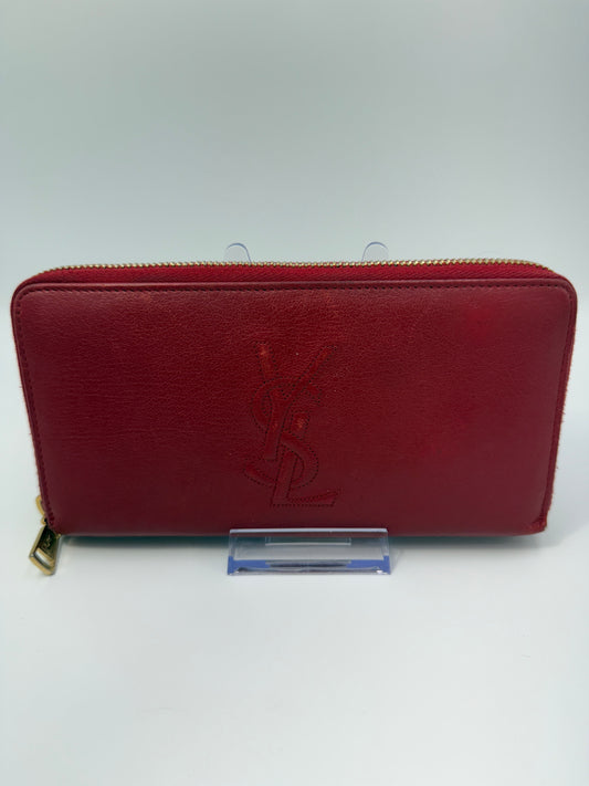 Yves Saint Laurent Red Leather Long Zippy Wallet