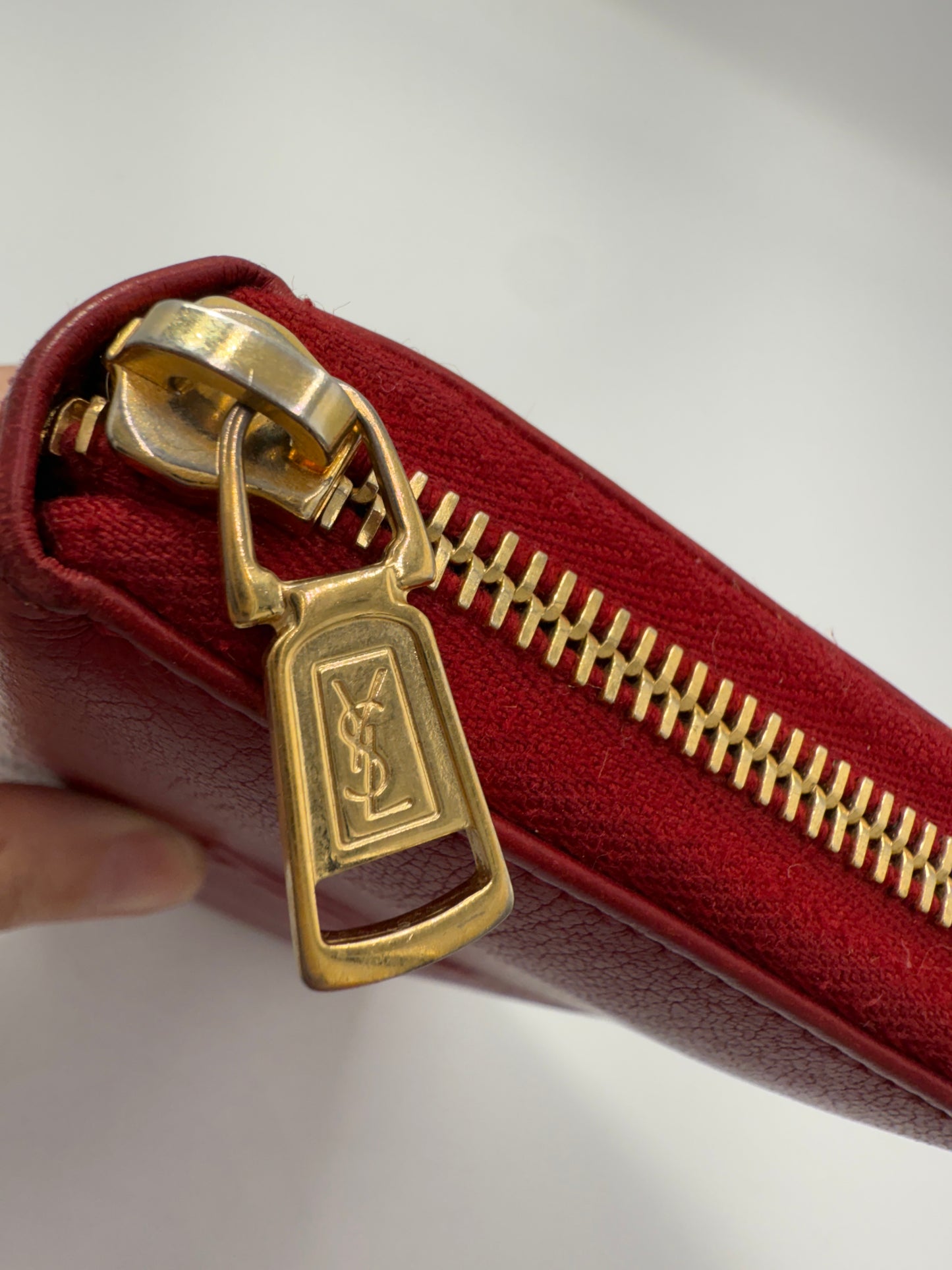 Yves Saint Laurent Red Leather Long Zippy Wallet
