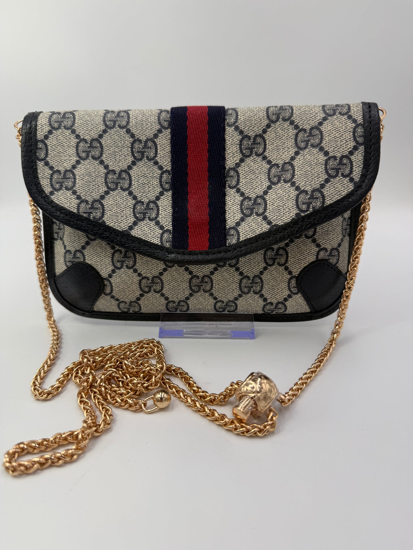 Gucci Guccissima Blue Coated Canvas Ophidia Clutch Pouch