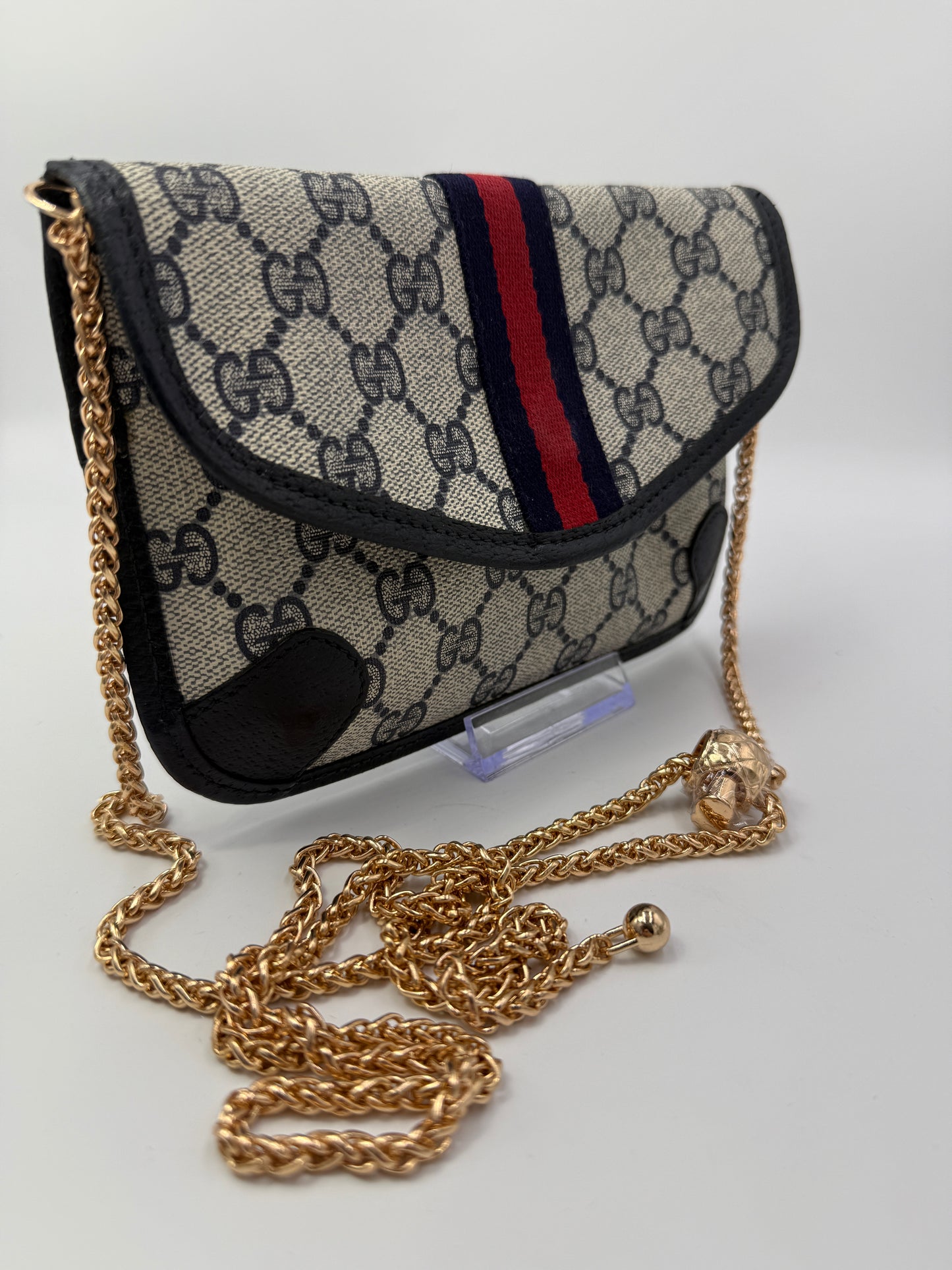 Gucci Guccissima Blue Coated Canvas Ophidia Clutch Pouch