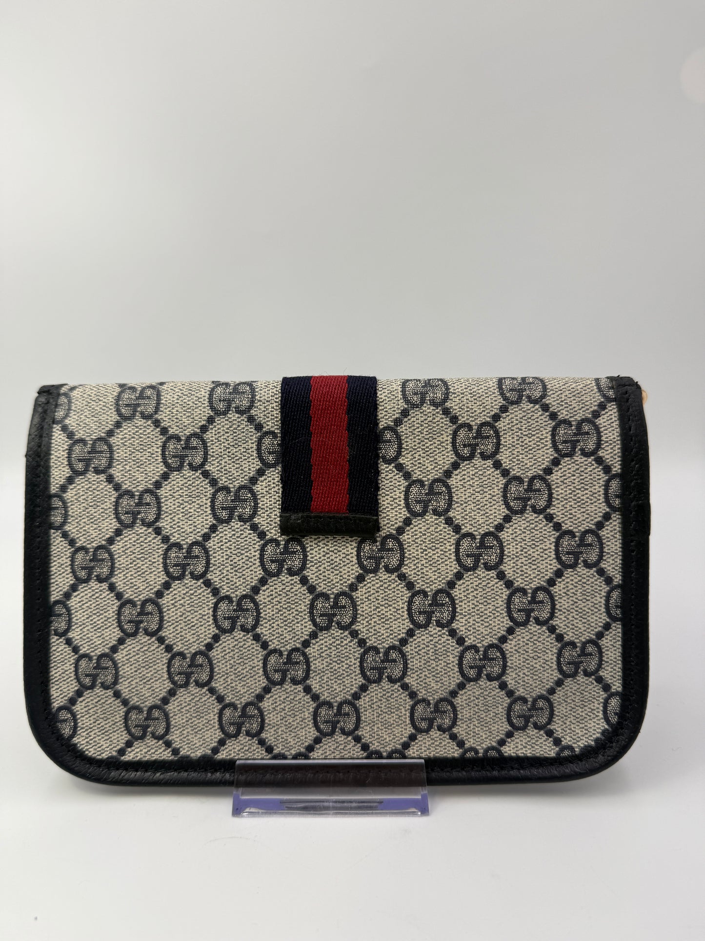 Gucci Guccissima Blue Coated Canvas Ophidia Clutch Pouch
