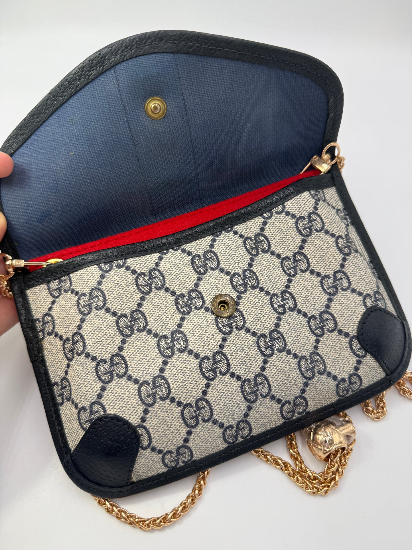 Gucci Guccissima Blue Coated Canvas Ophidia Clutch Pouch