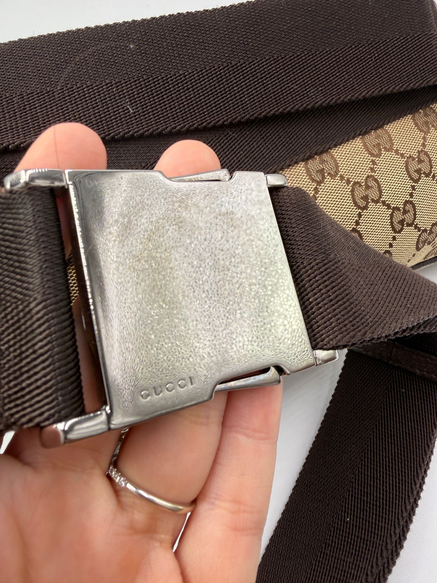 Gucci Guccissima Unisex Canvas Waist Bag with Adjustable Strap