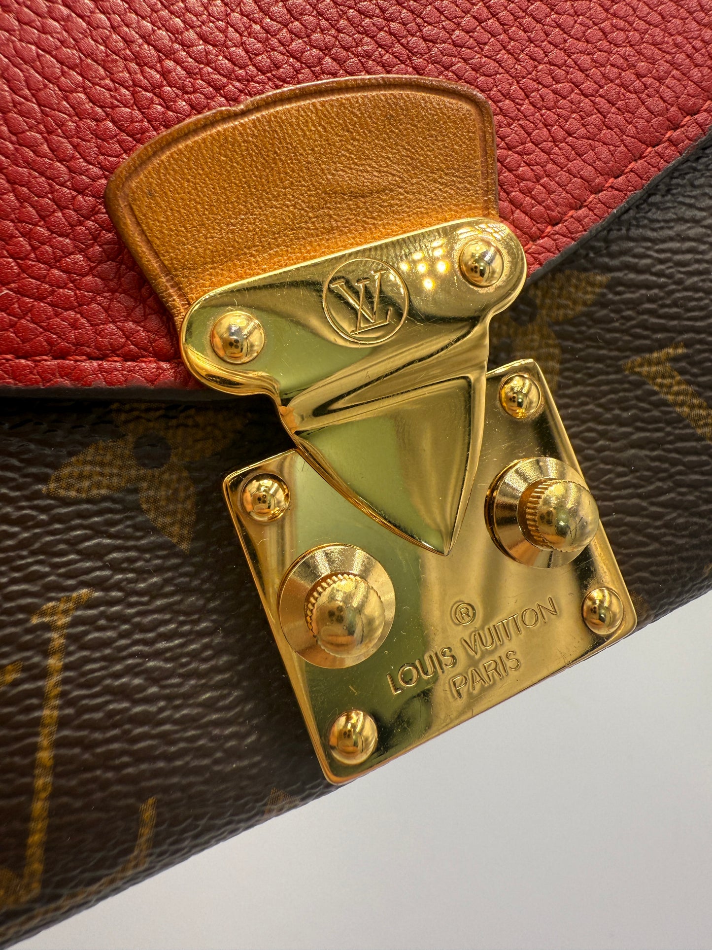Louis Vuitton Monogram and Red Leather Flap Wallet