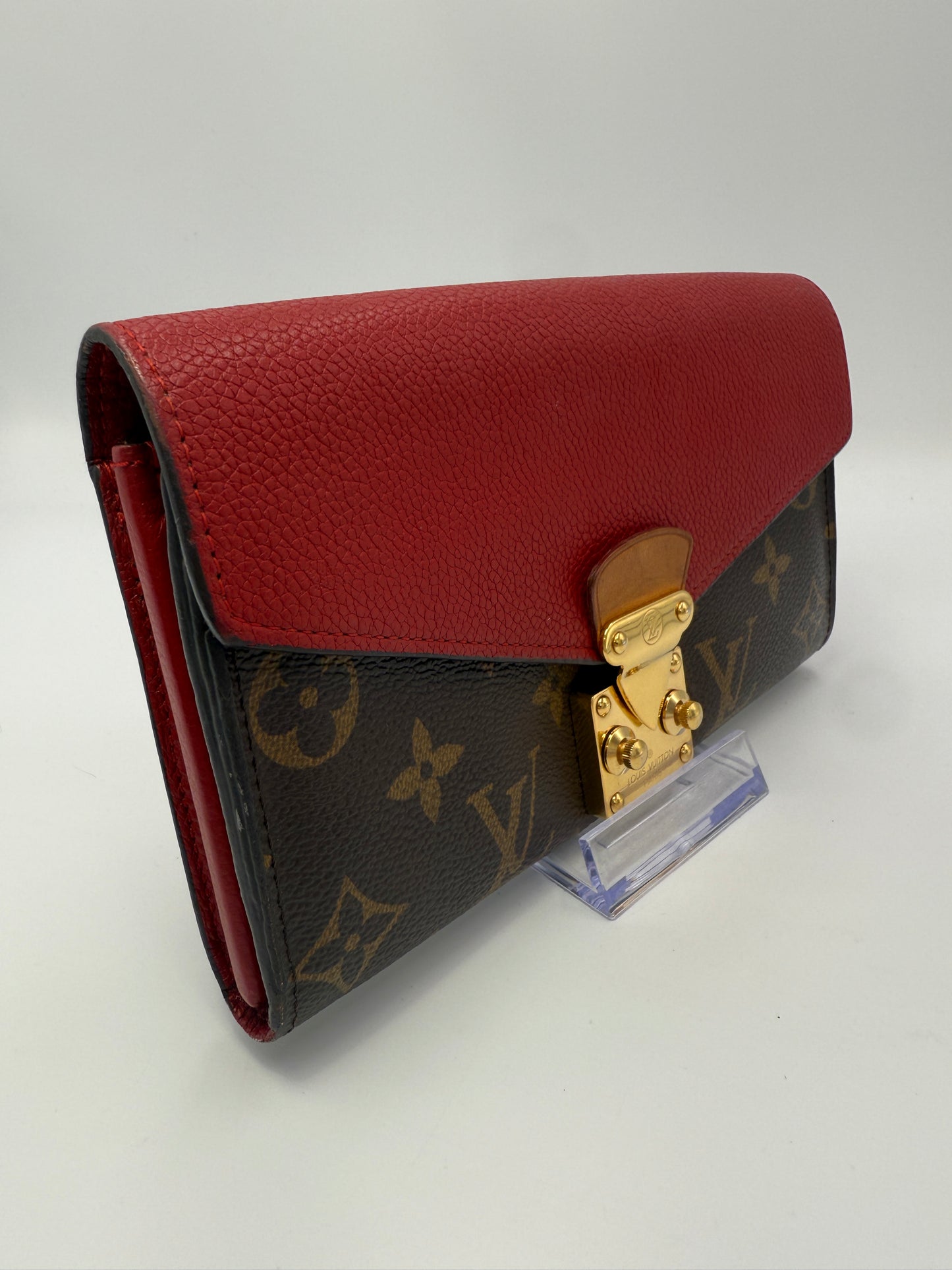 Louis Vuitton Monogram and Red Leather Flap Wallet