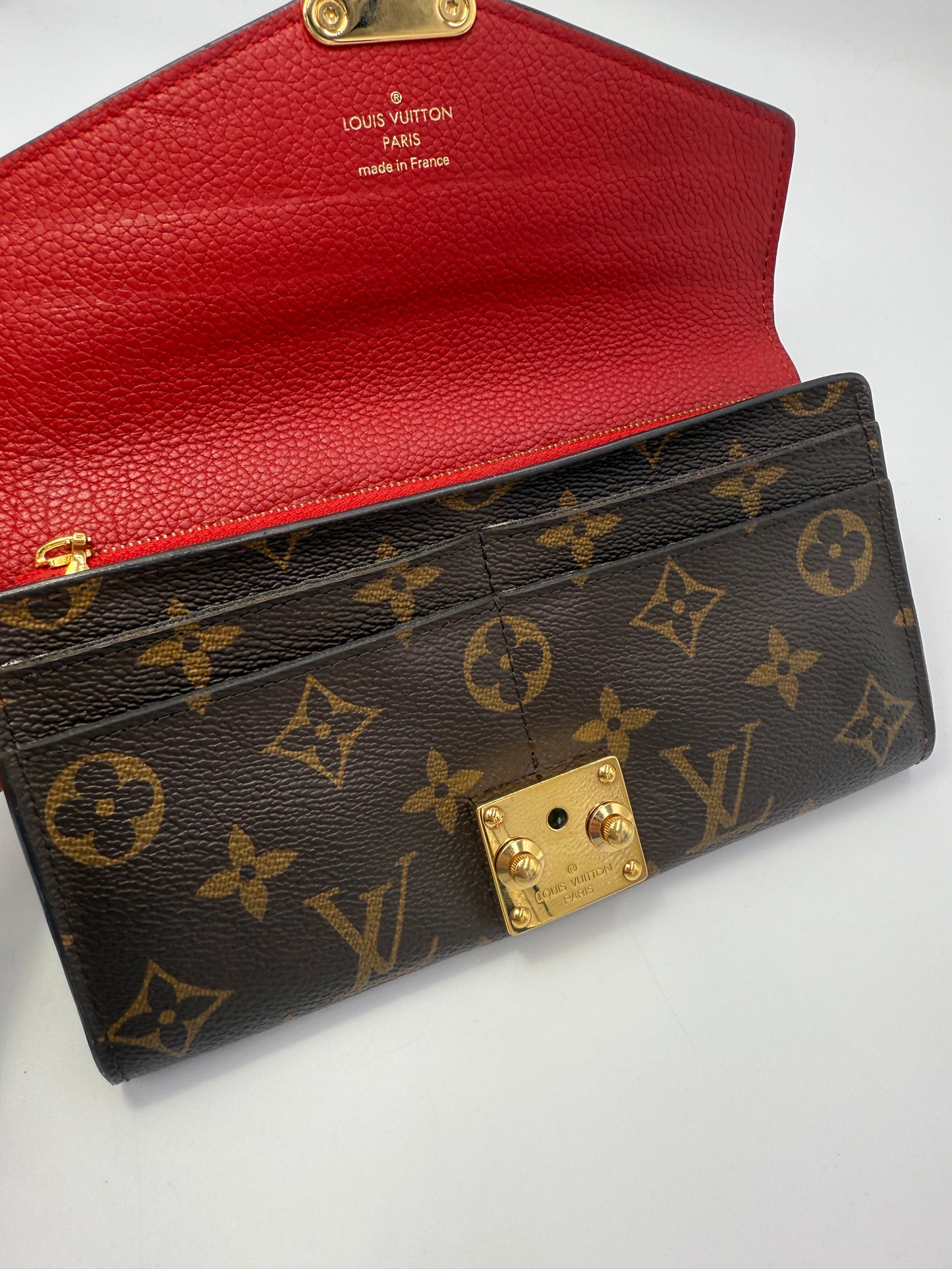 Louis Vuitton Monogram and Red Leather Flap Wallet