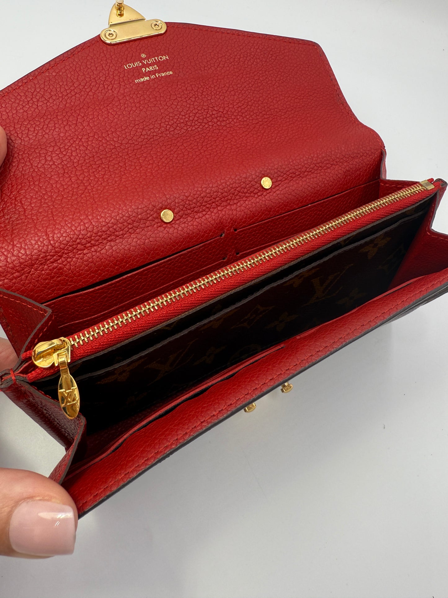 Louis Vuitton Monogram and Red Leather Flap Wallet