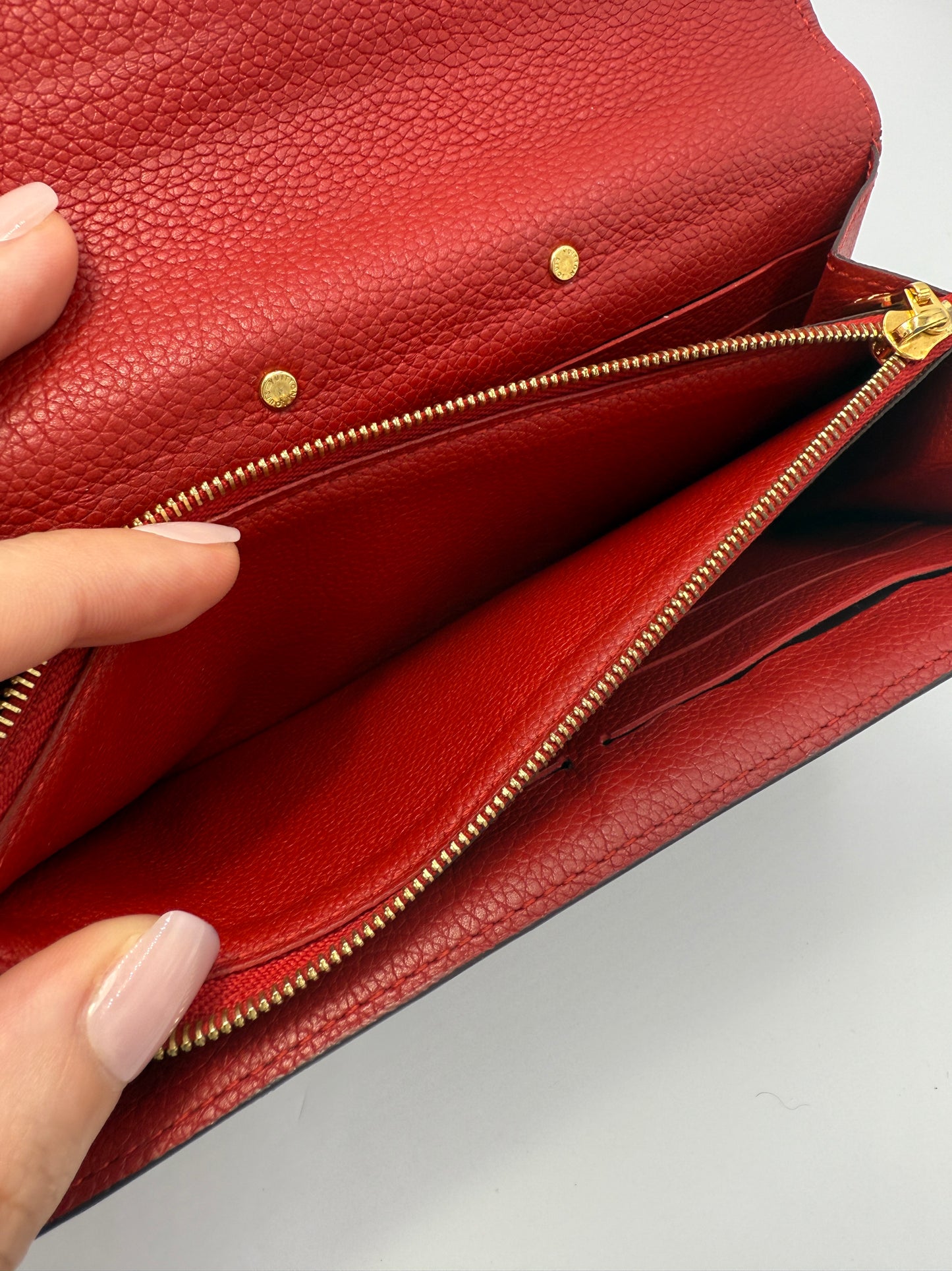 Louis Vuitton Monogram and Red Leather Flap Wallet