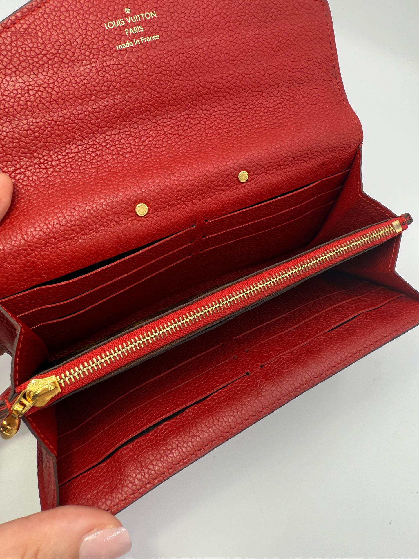 Louis Vuitton Monogram and Red Leather Flap Wallet