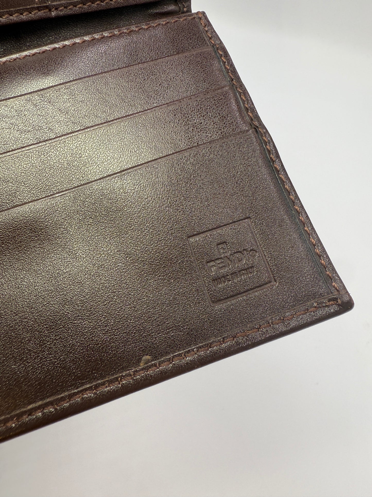 Fendi Brown Canvas Zucca Long Wallet with Box