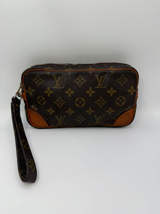 Louis Vuitton Monogram Coated Canvas Wristlet with Vachetta