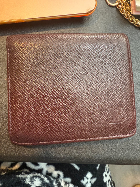 Louis Vuitton Burgundy Taiga Bifold Wallet