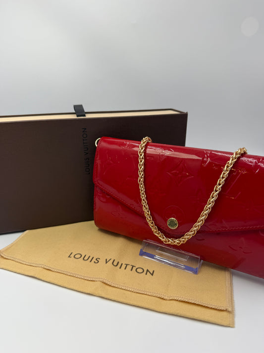 Louis Vuitton Red Vernis Envelope Sarah Wallet Full Inclusion TN2155