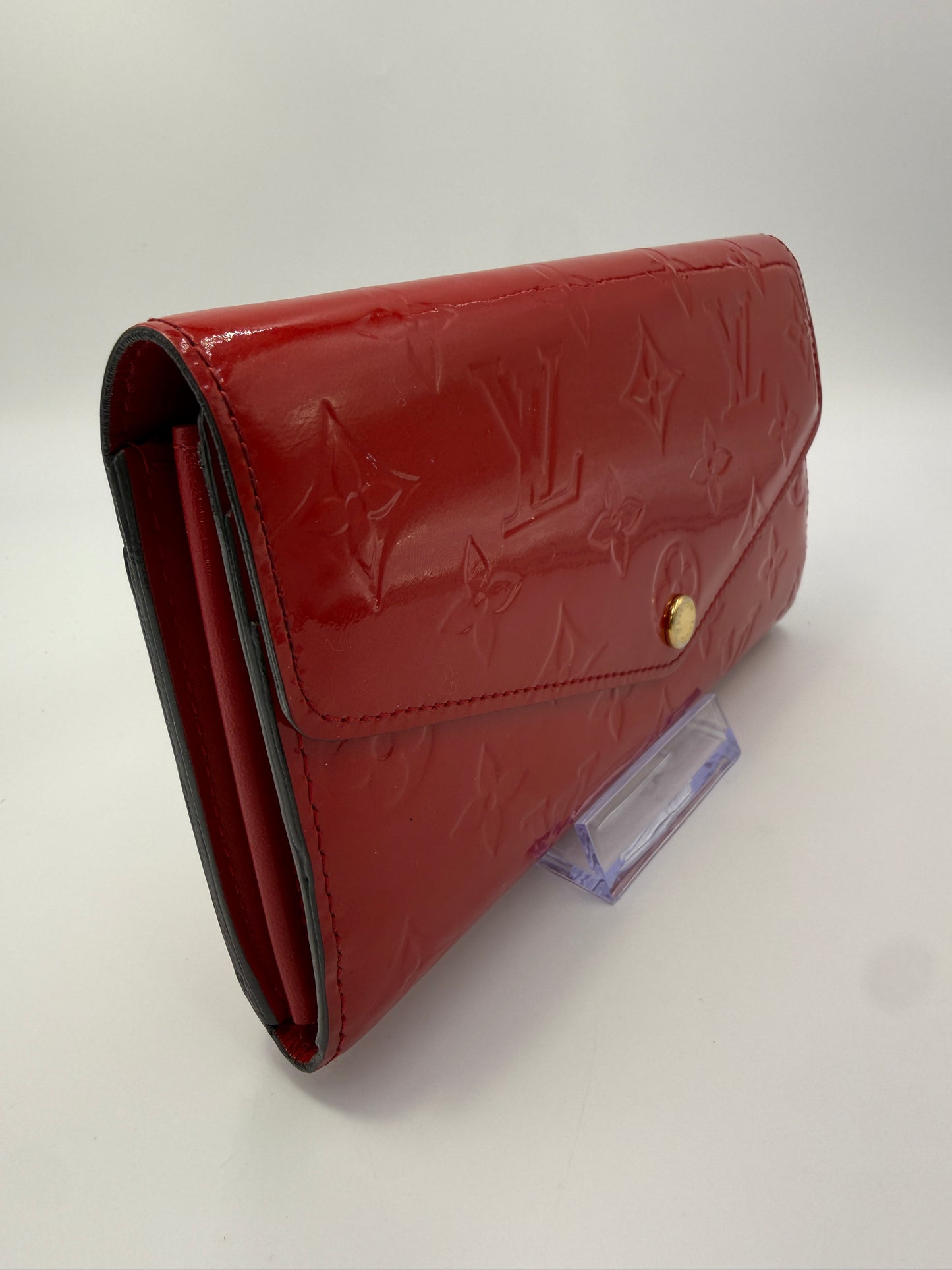 Louis Vuitton Red Vernis Envelope Sarah Wallet Full Inclusion TN2155