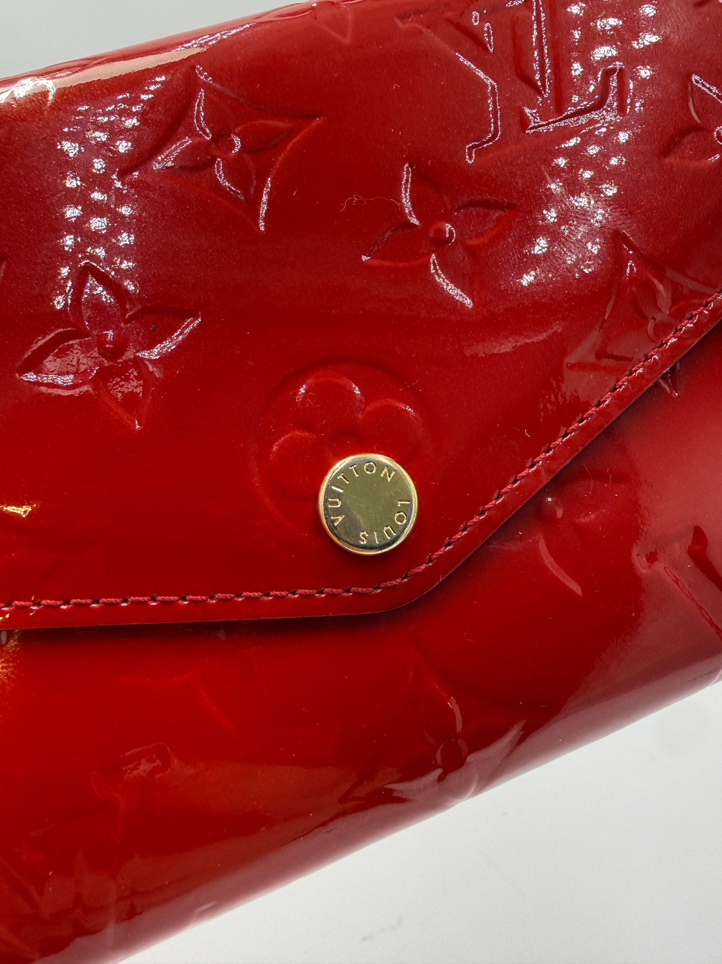 Louis Vuitton Red Vernis Envelope Sarah Wallet Full Inclusion TN2155