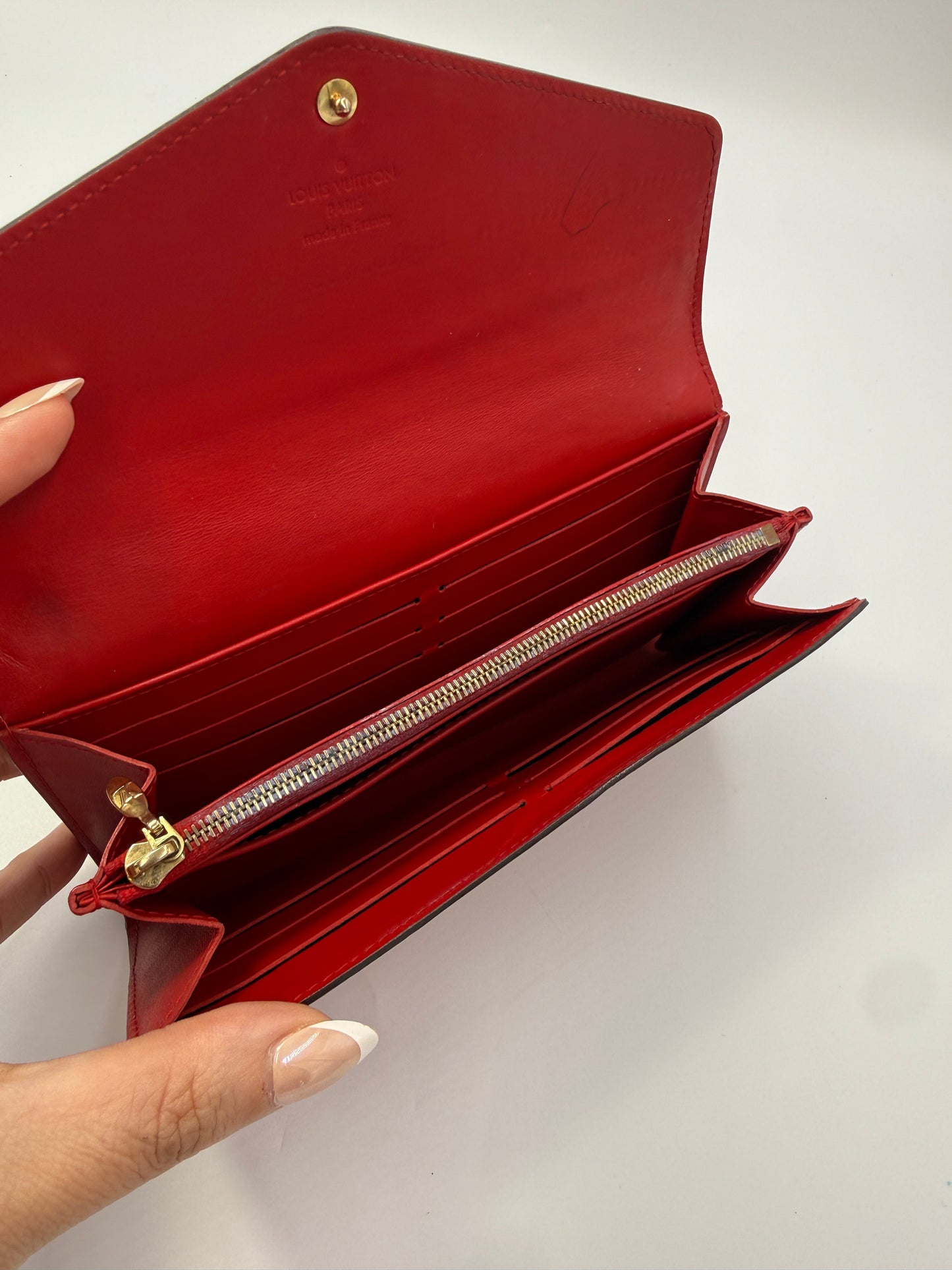 Louis Vuitton Red Vernis Envelope Sarah Wallet Full Inclusion TN2155