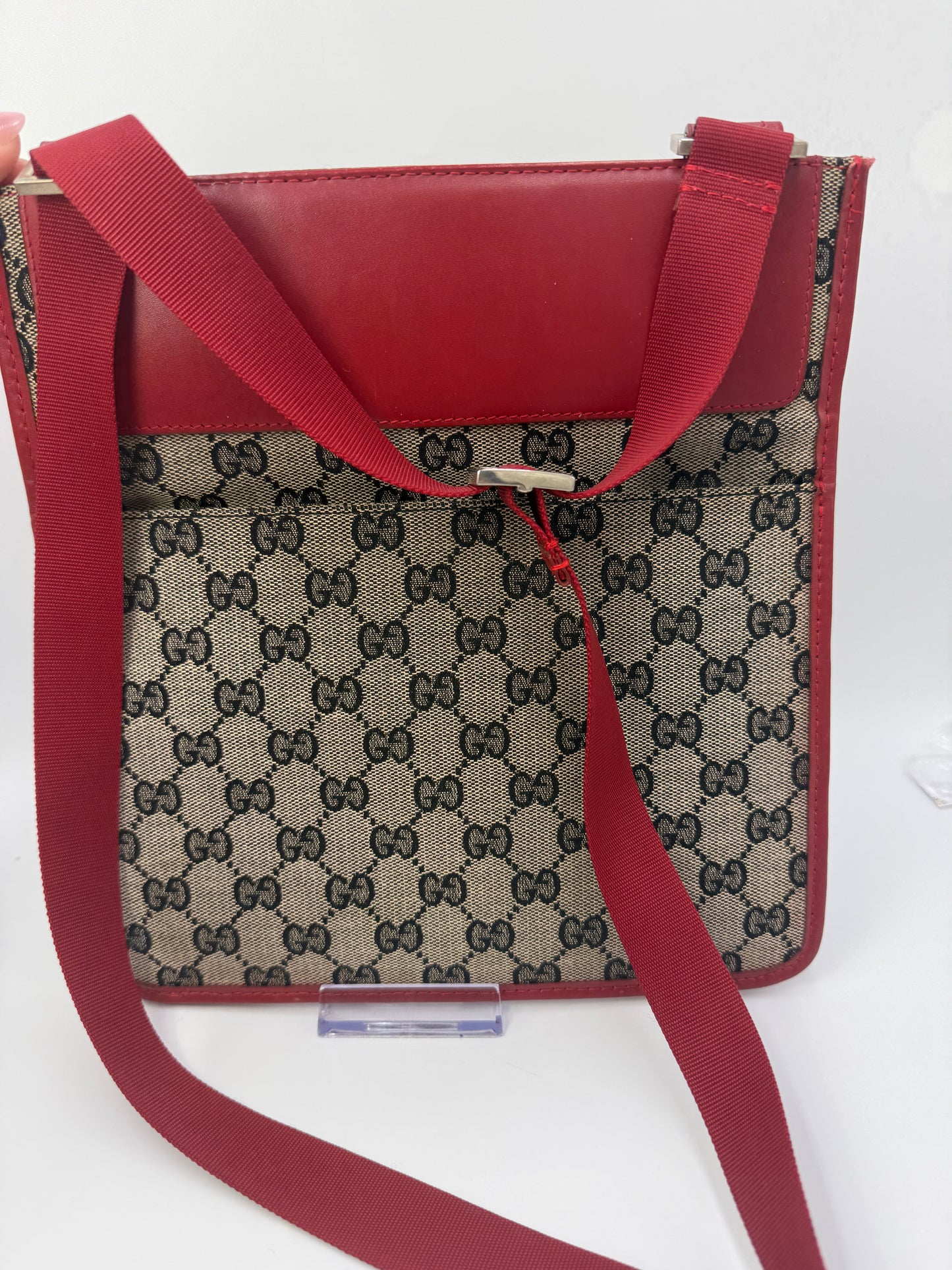 Gucci Vintage Red Guccissima Canvas Shoulder Crossbody Bag