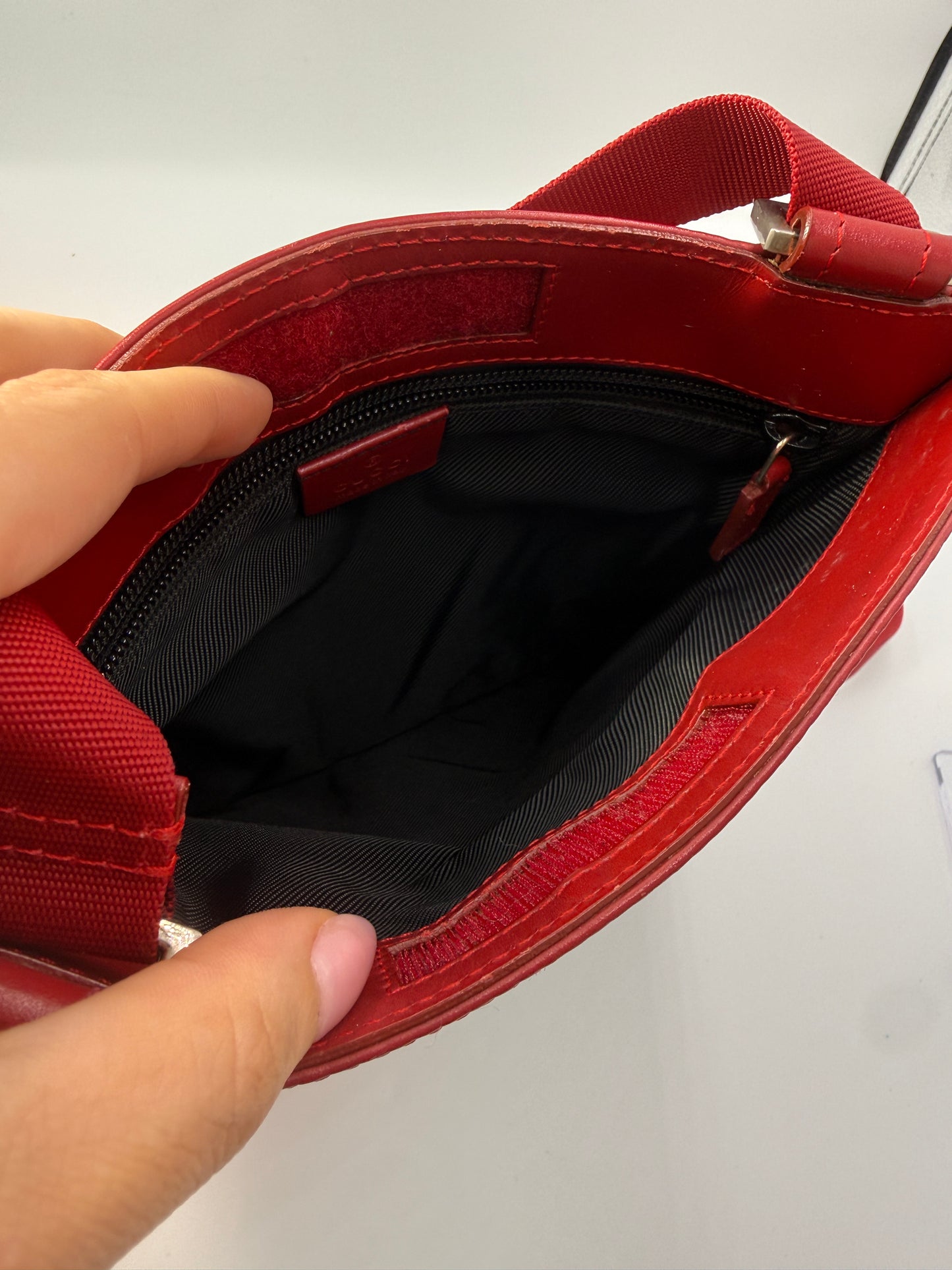 Gucci Vintage Red Guccissima Canvas Shoulder Crossbody Bag