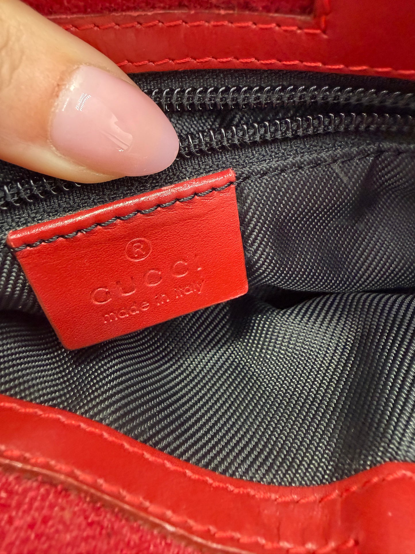Gucci Vintage Red Guccissima Canvas Shoulder Crossbody Bag