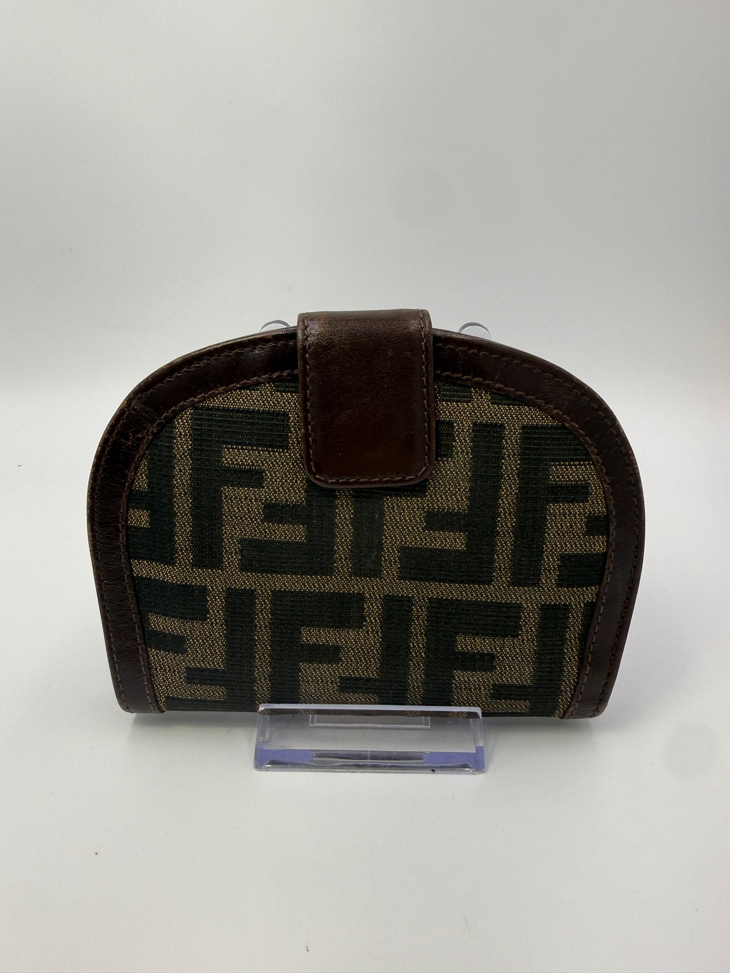 Fendi Zucca Canvas Bifold Half Moon Wallet