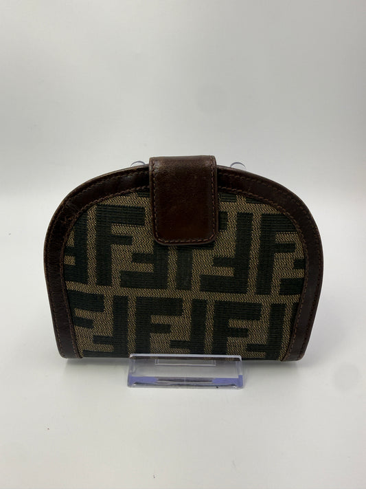 Fendi Zucca Canvas Bifold Half Moon Wallet