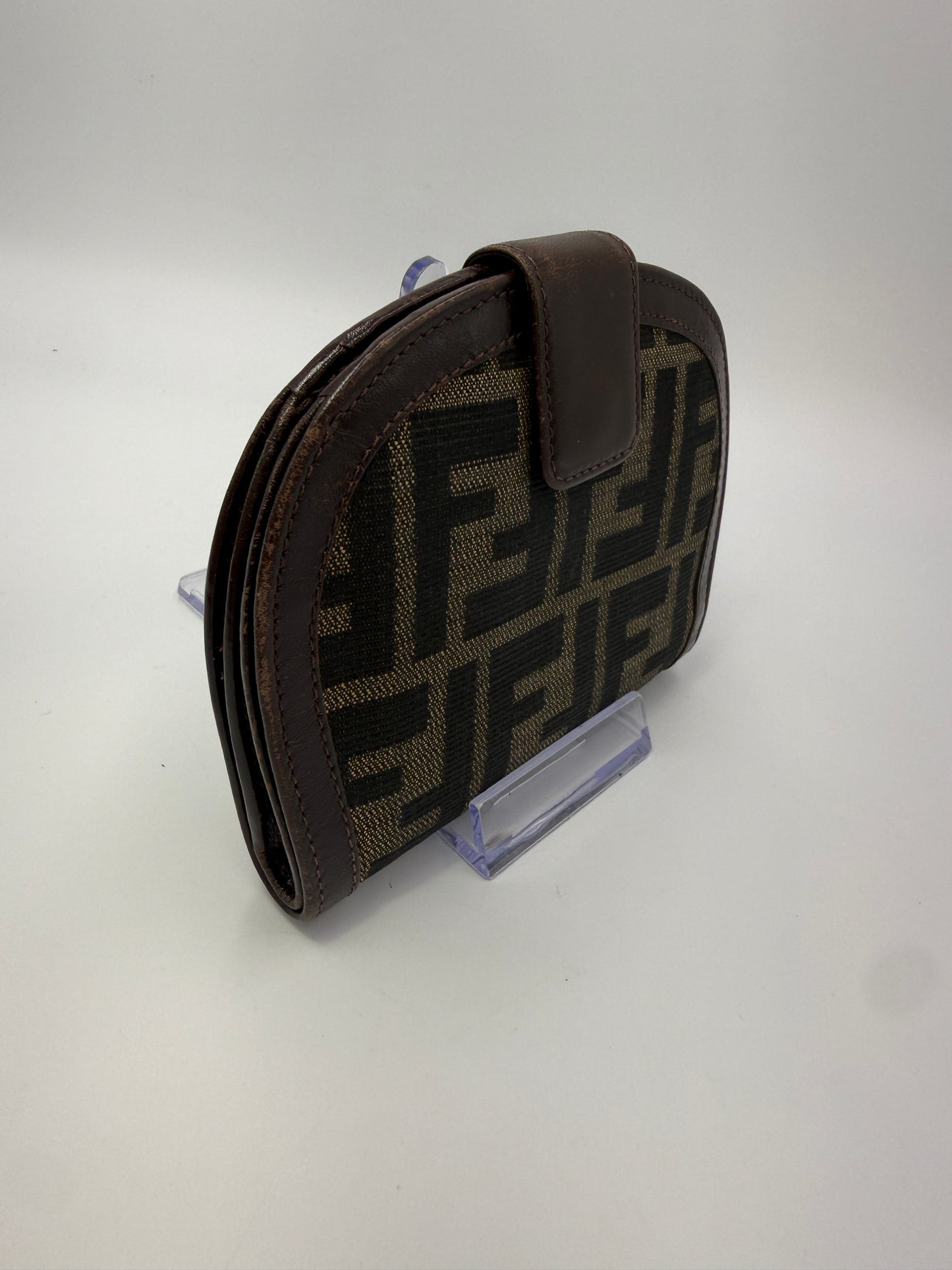 Fendi Zucca Canvas Bifold Half Moon Wallet