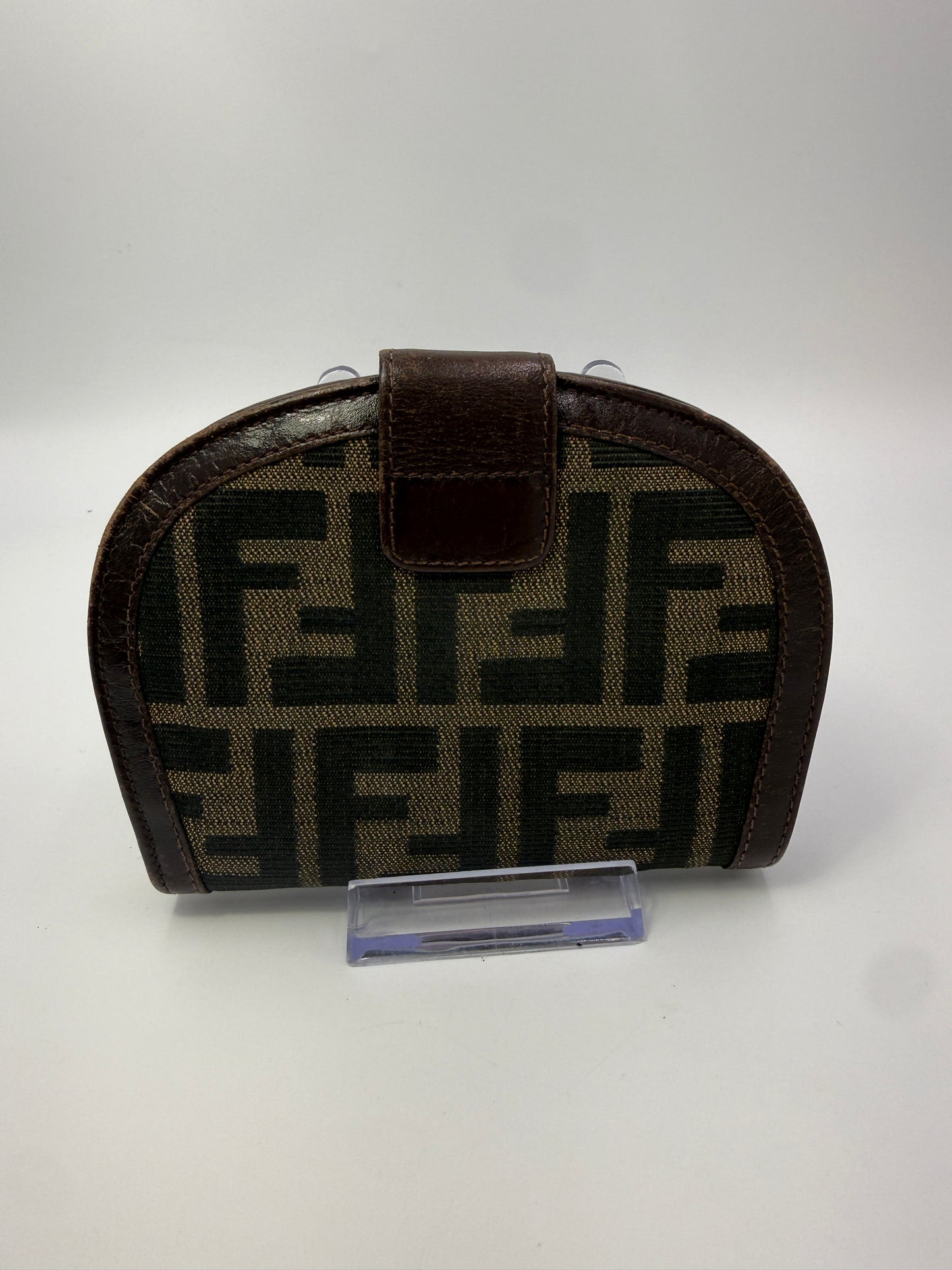 Fendi Zucca Canvas Bifold Half Moon Wallet