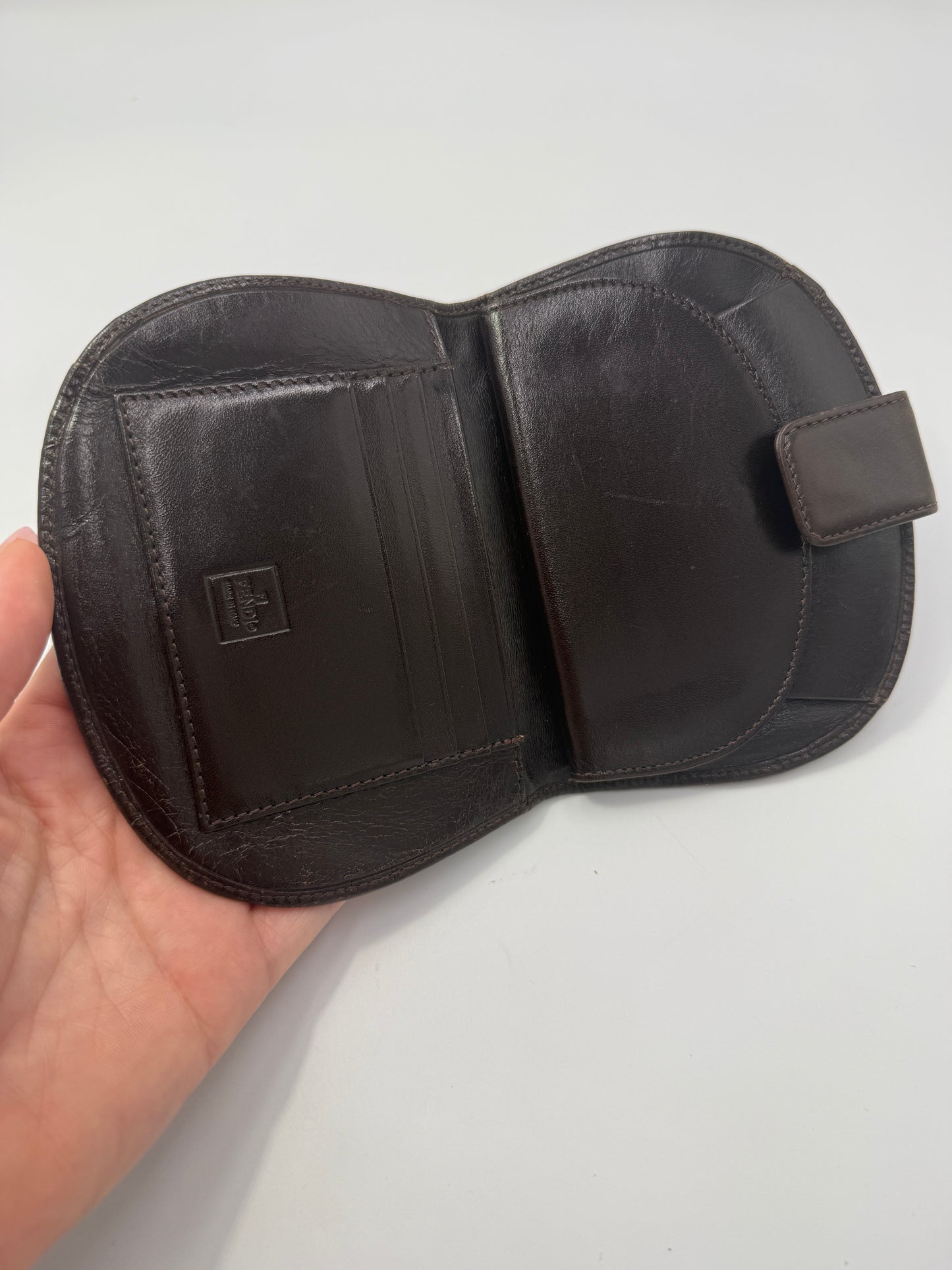 Fendi Zucca Canvas Bifold Half Moon Wallet