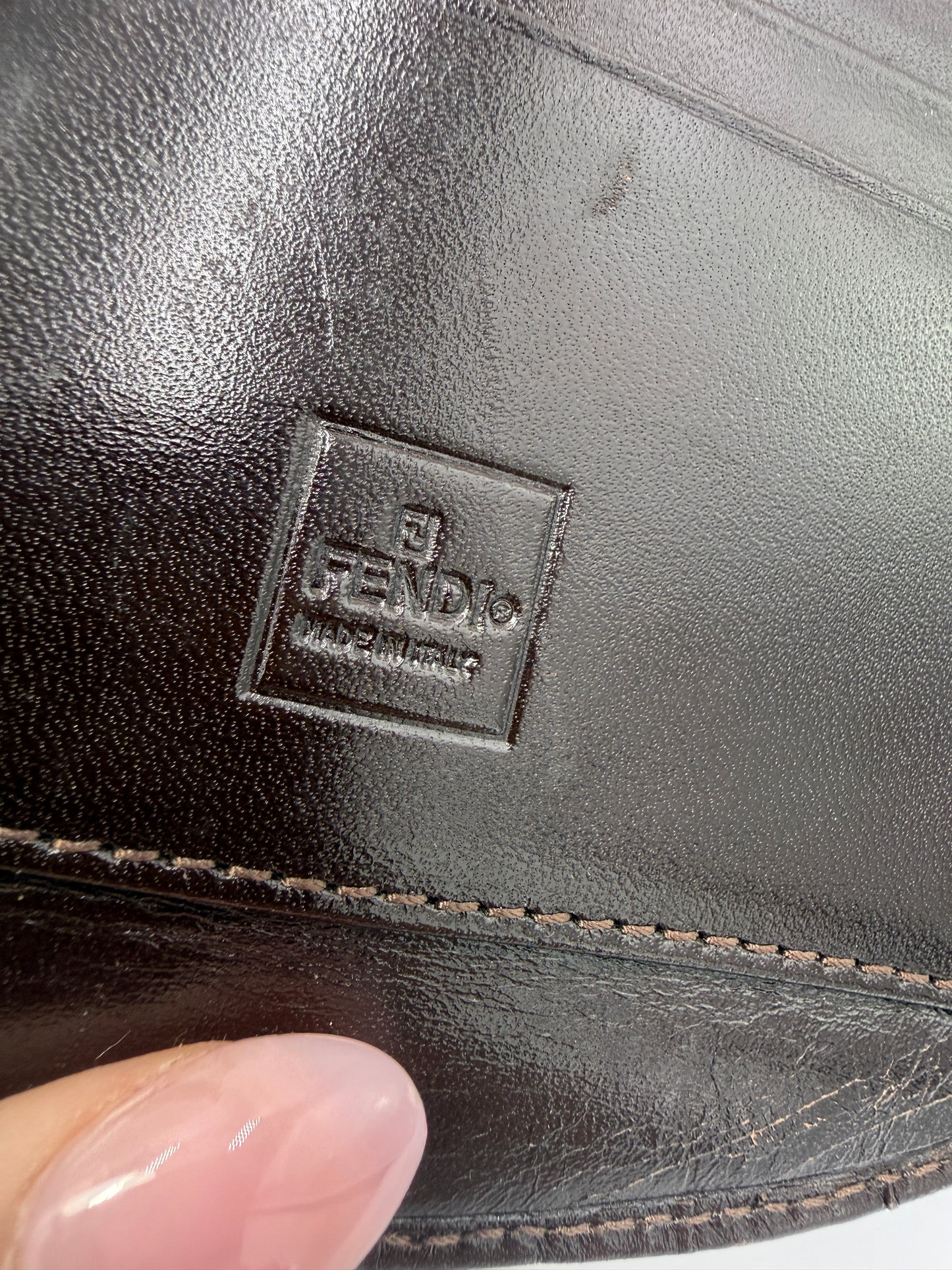 Fendi Zucca Canvas Bifold Half Moon Wallet