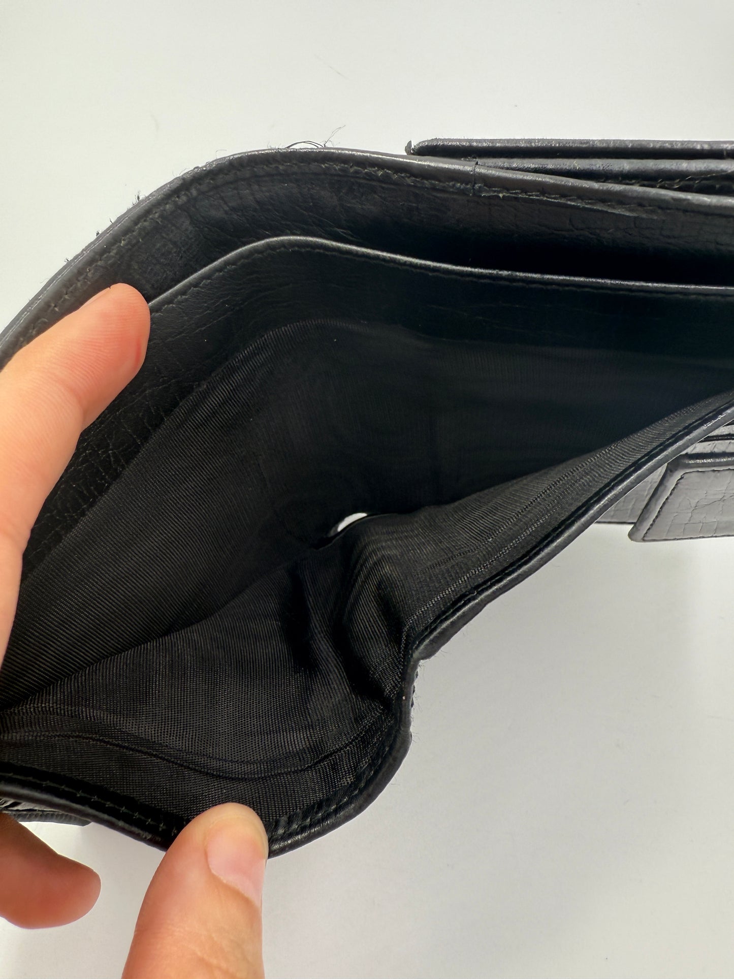 Gucci G Black Leather Canvas Sherry Line Compact Wallet