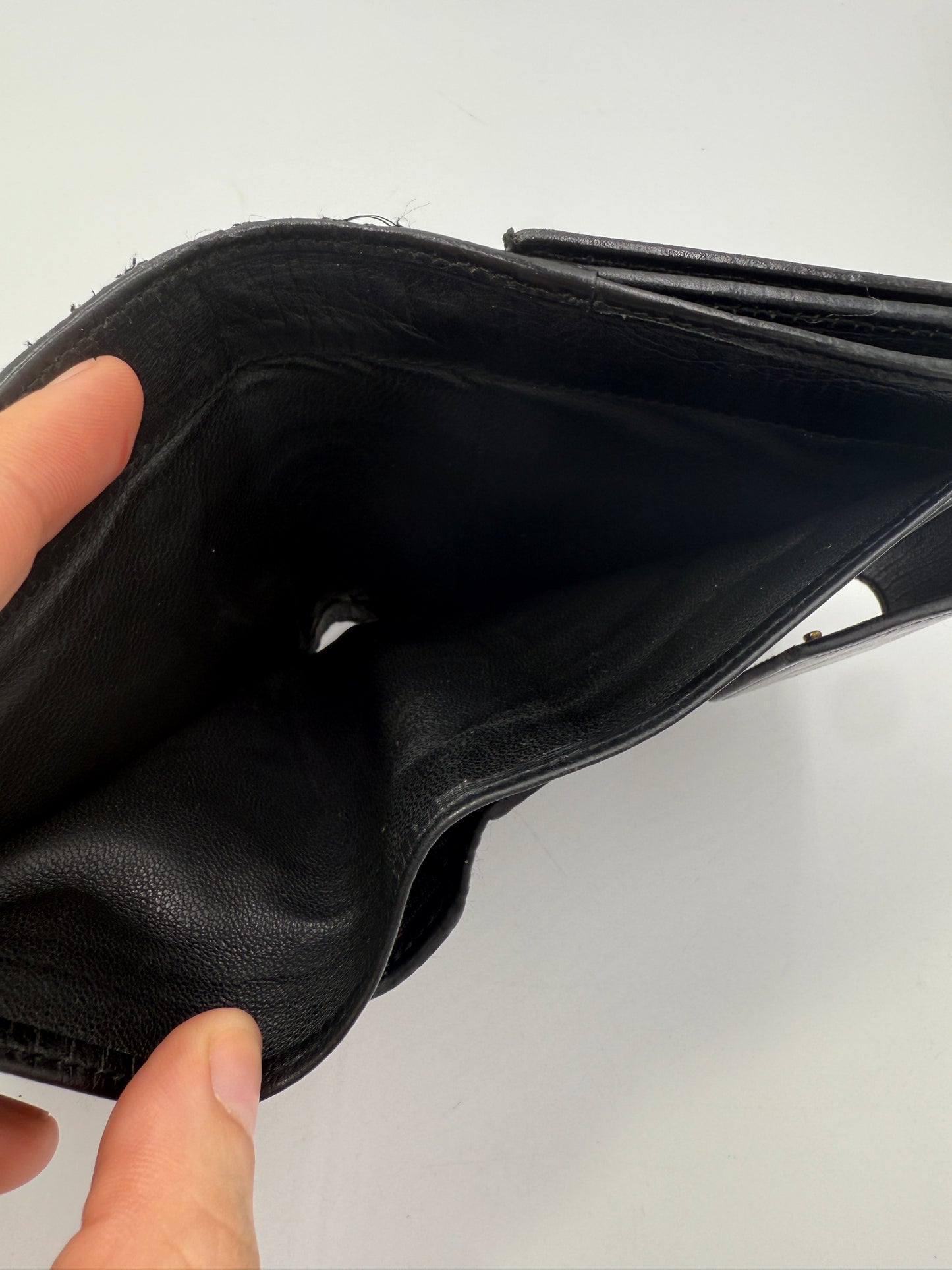 Gucci G Black Leather Canvas Sherry Line Compact Wallet