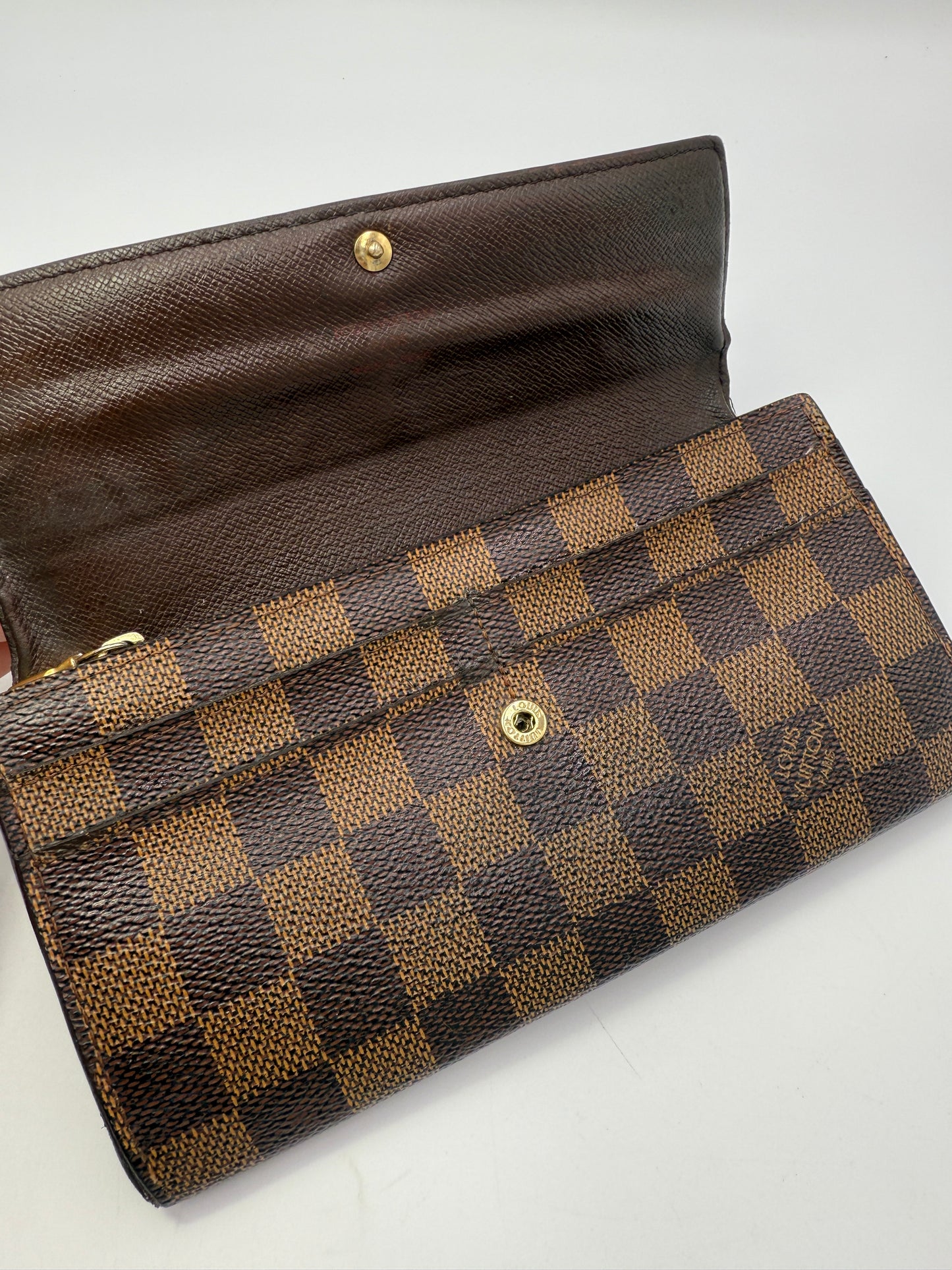 Louis Vuitton Damier Ebene Coated Canvas Sarah Wallet CA0076