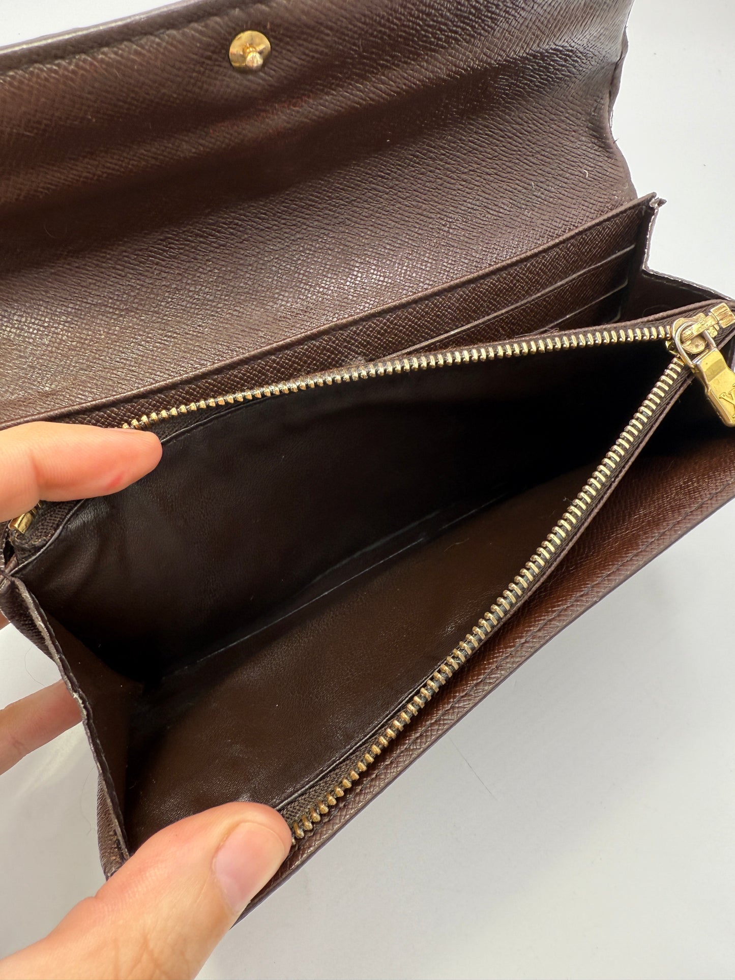 Louis Vuitton Damier Ebene Coated Canvas Sarah Wallet CA0076