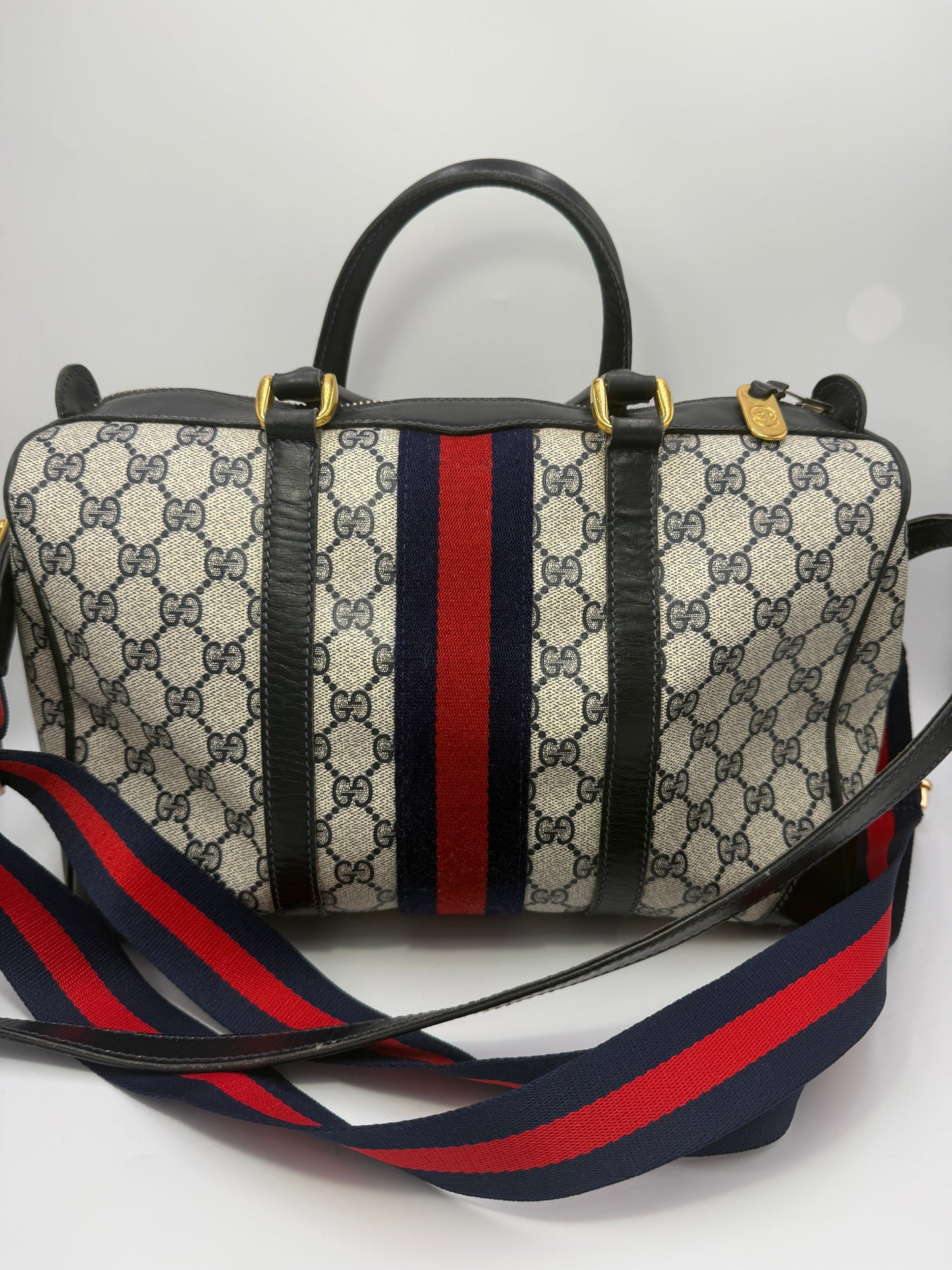 Gucci Authentic Vintage Ophidia GG Supreme Crossbody Boston Bag With COA