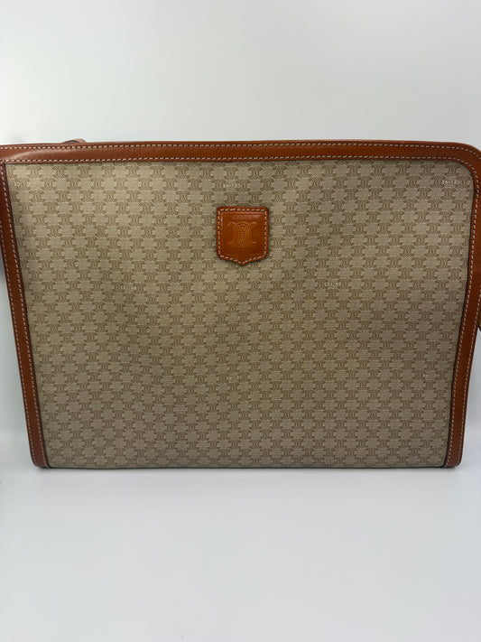 Celine Vintage Macadam Coated Canvas Computer Business Bag