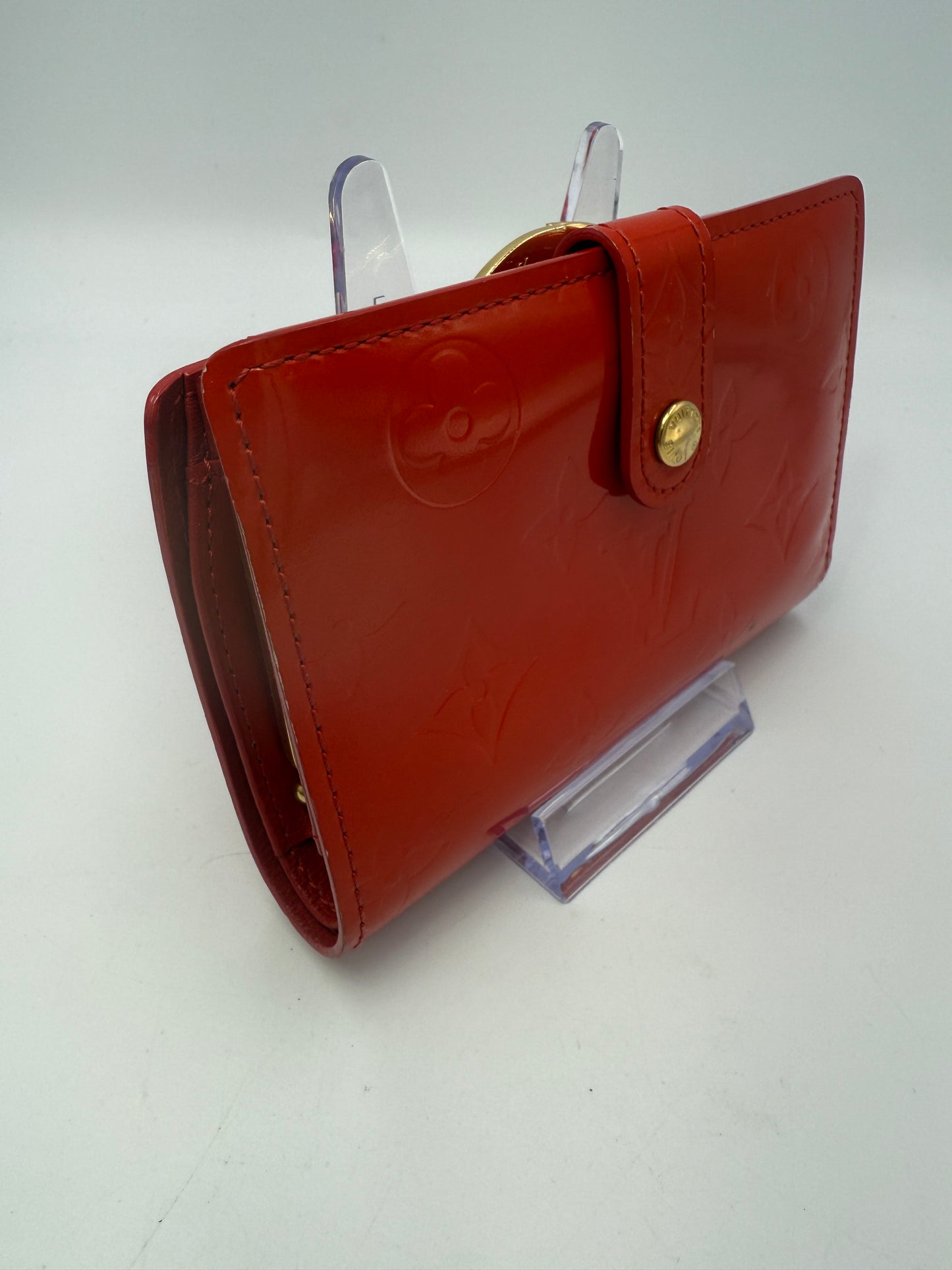 Louis Vuitton Red Vernis Kisslock Wallet MI1023